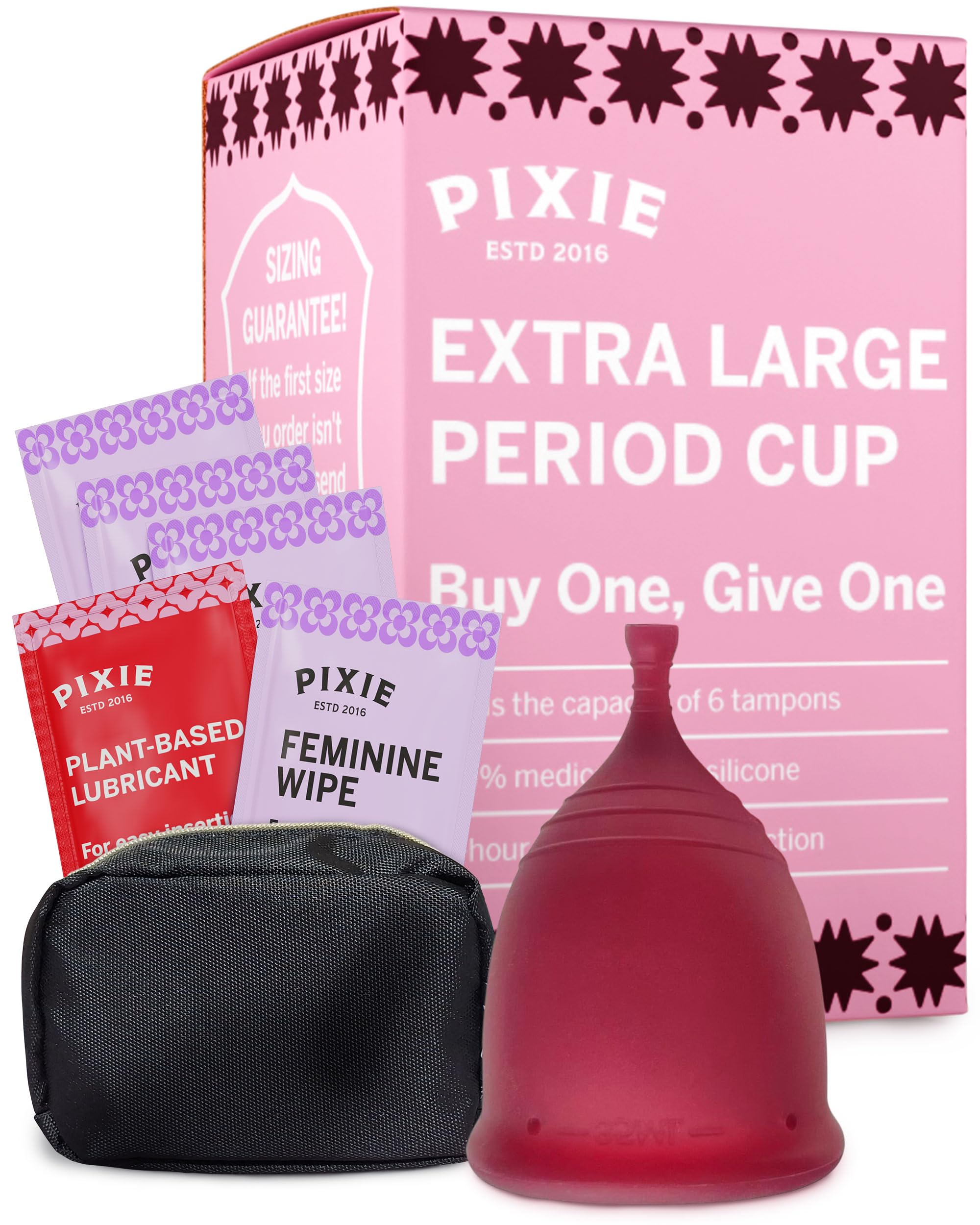 Pixie Cup - Soft, Safe, Reusable Menstrual Cup - Ranked 1 for The Best Tampon Alternative - 100% Medical-Grade Silicone Period Cup for Feminine Care - Buy One We Give One (XL)