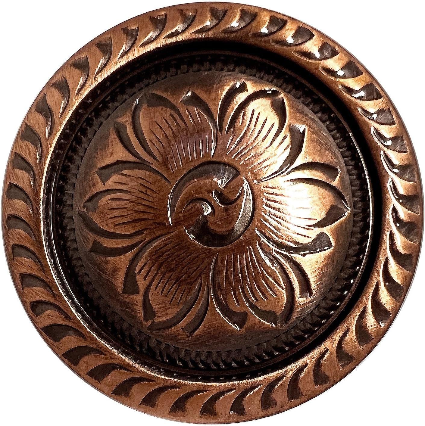 Leather Craft Belt Tack Rope Edge Flower Engraved Concho Screwback Conchos - Pack of 5 pcs (Antique, 1-1/2")