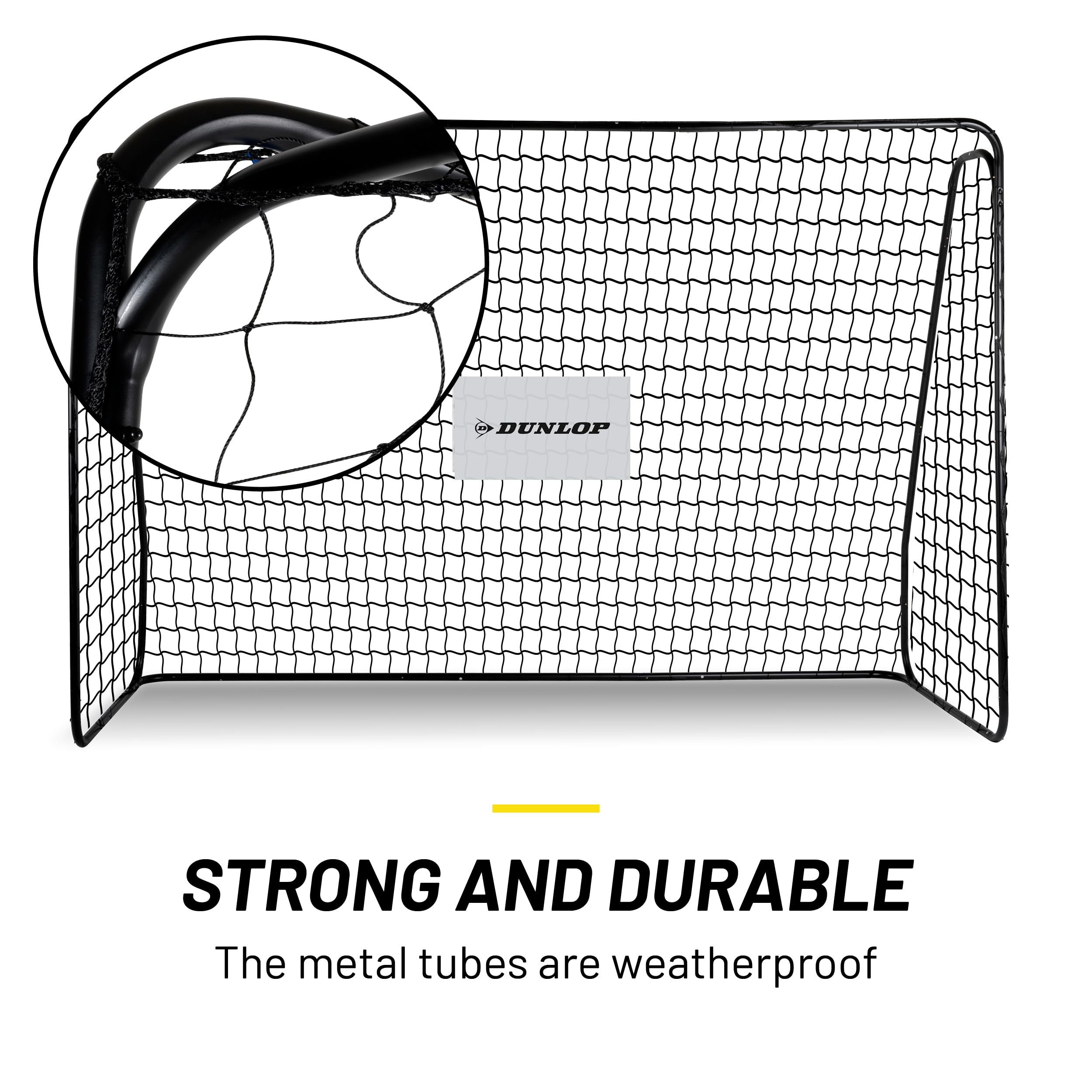 Dunlop Bramka do piłki nożnej 300 x 205 x 120 cm – Bramka do piłki nożnej do ogrodu, dla dzieci i dorosłych – Akcesoria treningowe do użytku wewnątrz i na zewnątrz – Metal
