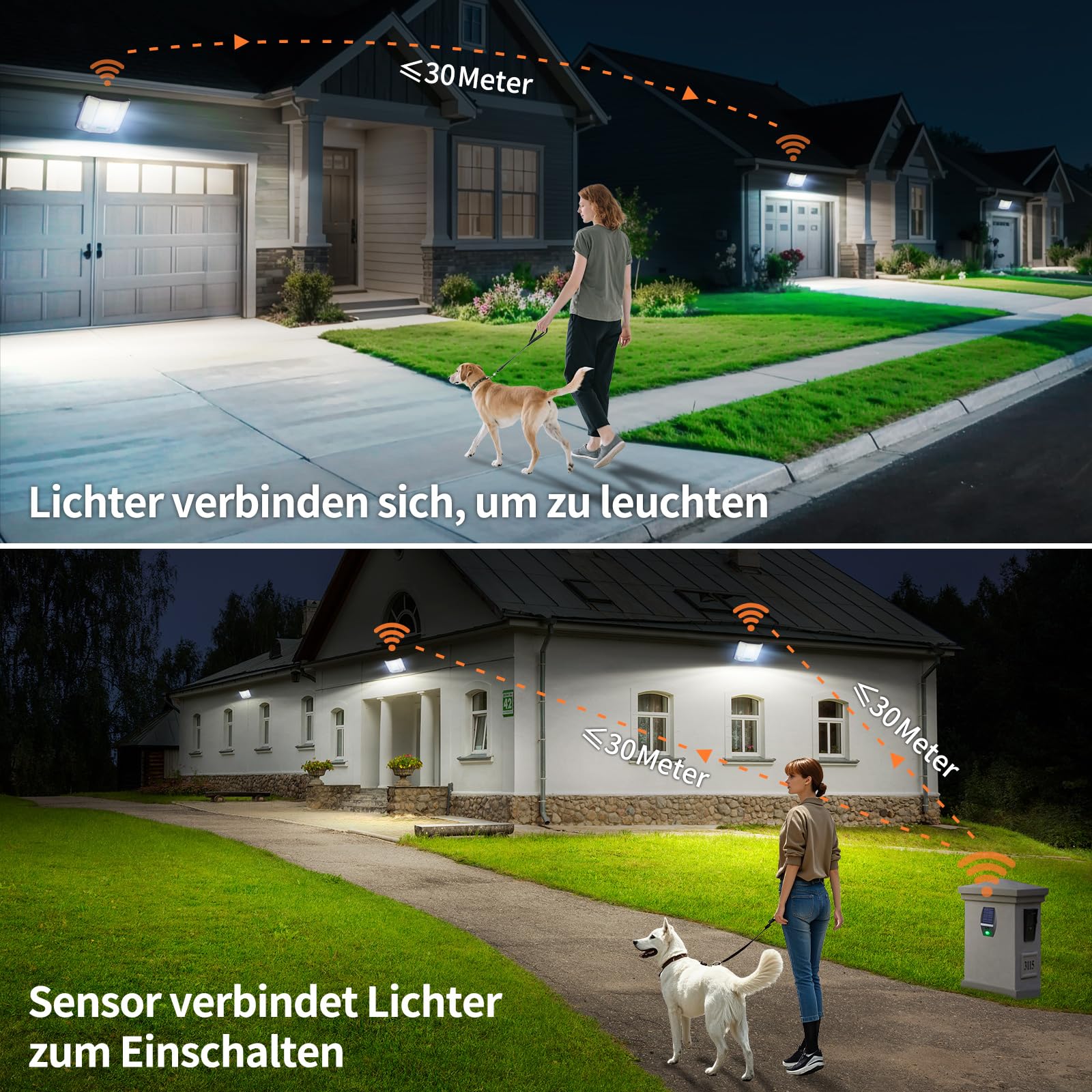 INTELAMP Solarstrahler Außen 4000LM 6500K mit Bewegungsmelder Fernbedienung