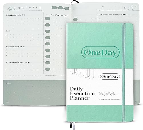 Miniatura 9 de One Day - Agenda de ejecución diaria - Paquete de 4 - Diario de gratitud diario sin fecha con citas positivas - Cuadernos diarios de gestión de