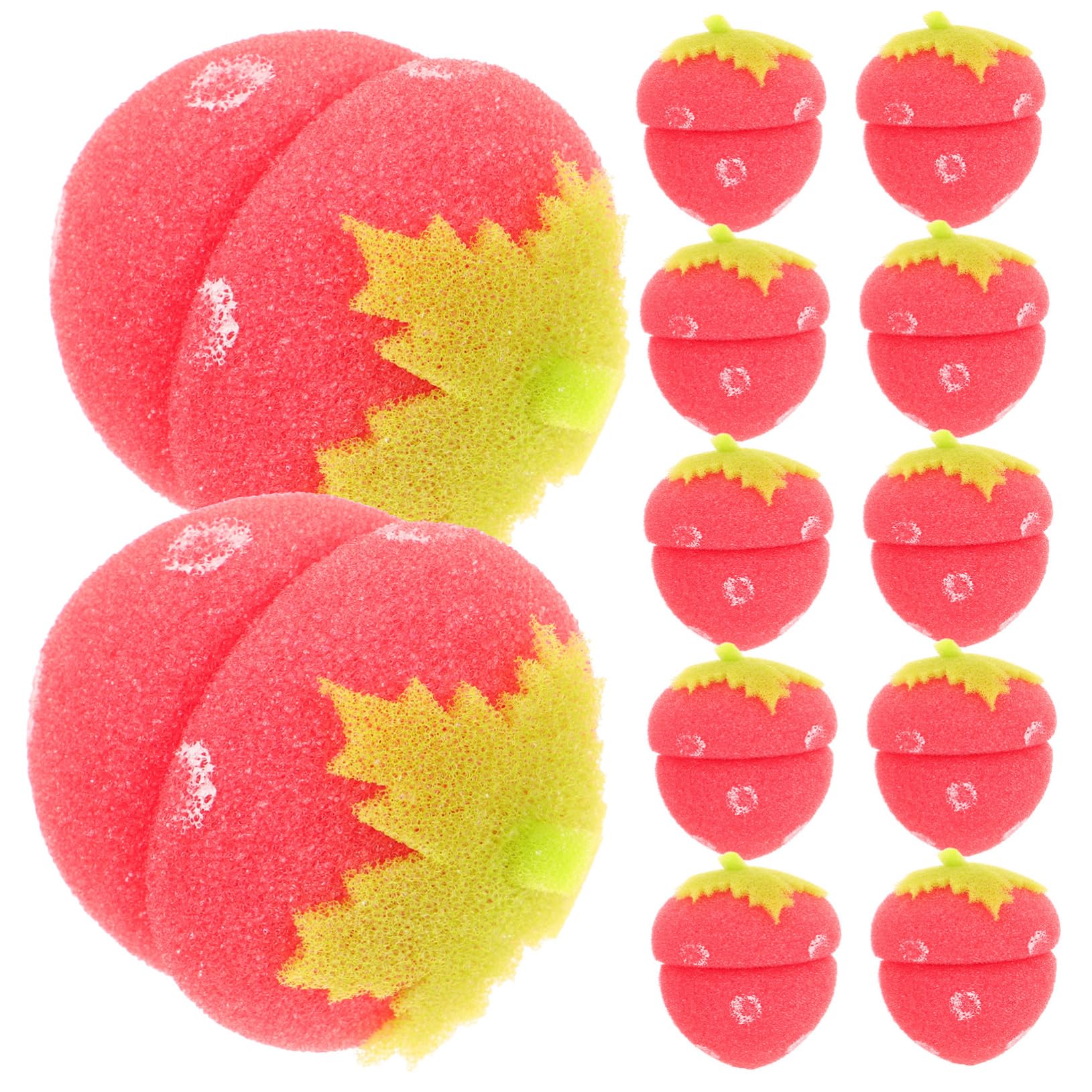 Gogogmee 12Pcs Strawberry Shaped Sponge Hair Curlers Set Rollers for Natural Curls for Overnight Styling Soft Hair Styling Tools Red Sponge Curlers