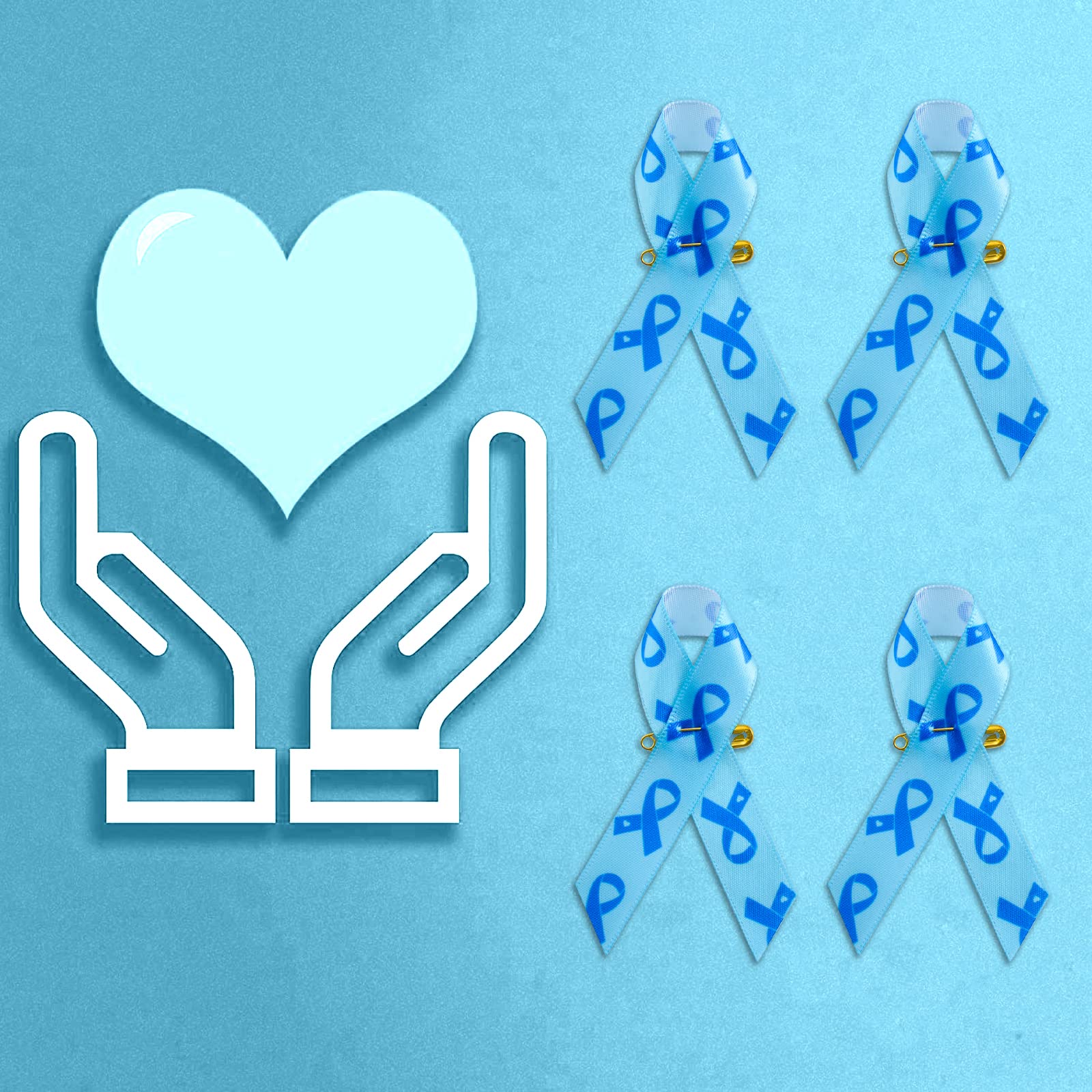 100 Épingles Ruban Bleu - Sensibilisation Cancer Du Côlon Et Prostate | Lot Broches Épingles à Nourrice Novembre - 8