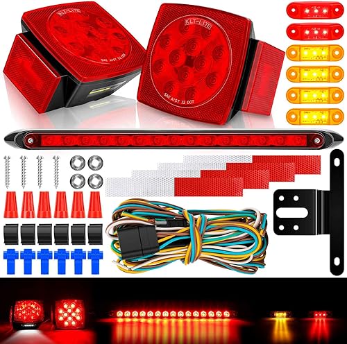 Miniatura 1 de Cyfie Kit de luces LED para remolque, luces de remolque superbrillantes de 12 V con arnés de cableado de 25 pies, 6 luces de marcador de freno de