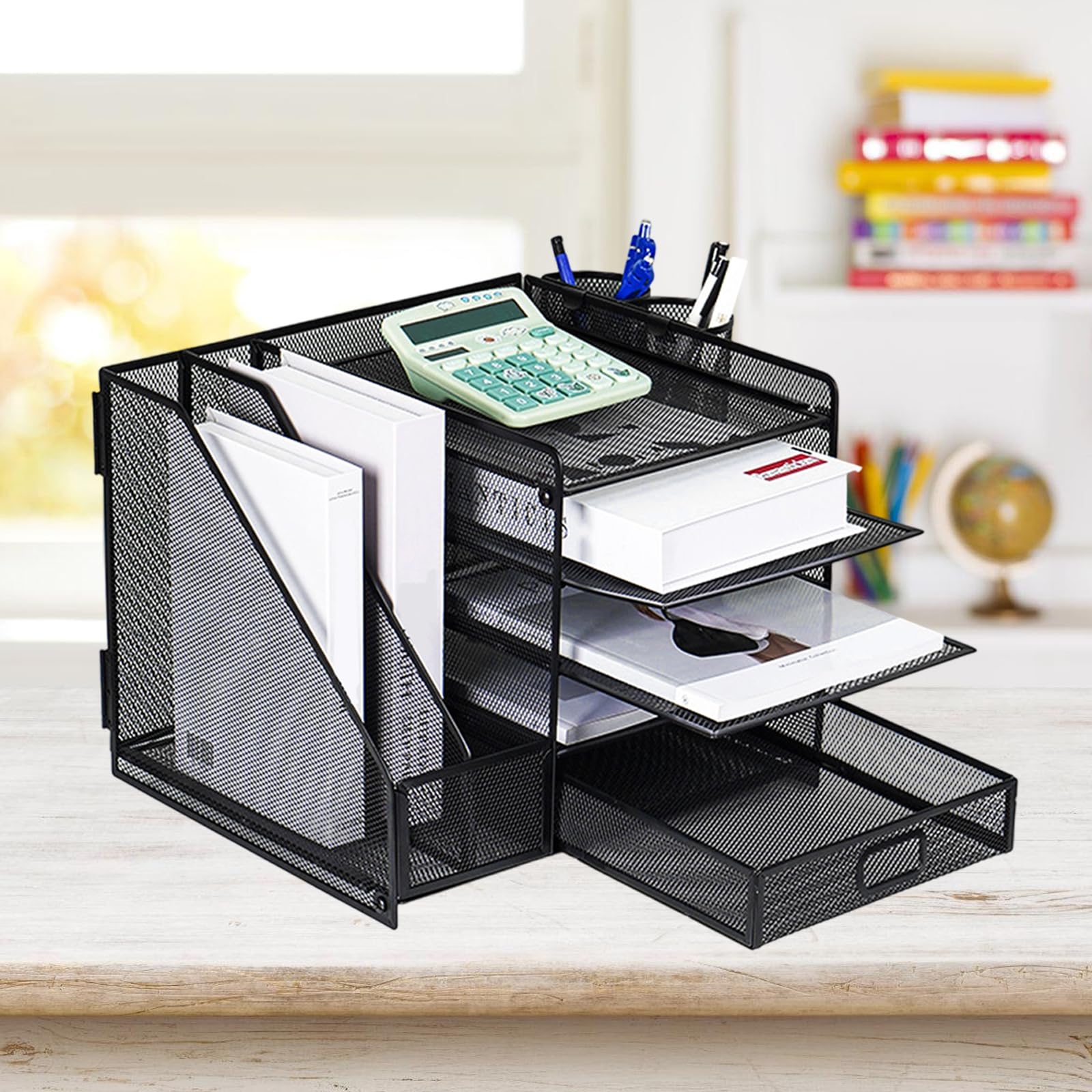 3 organizer multiuso in metallo da scrivania a 5 livelli supporto per riviste vassoio documenti per accessori scolastici organizer da scrivania in metallo
