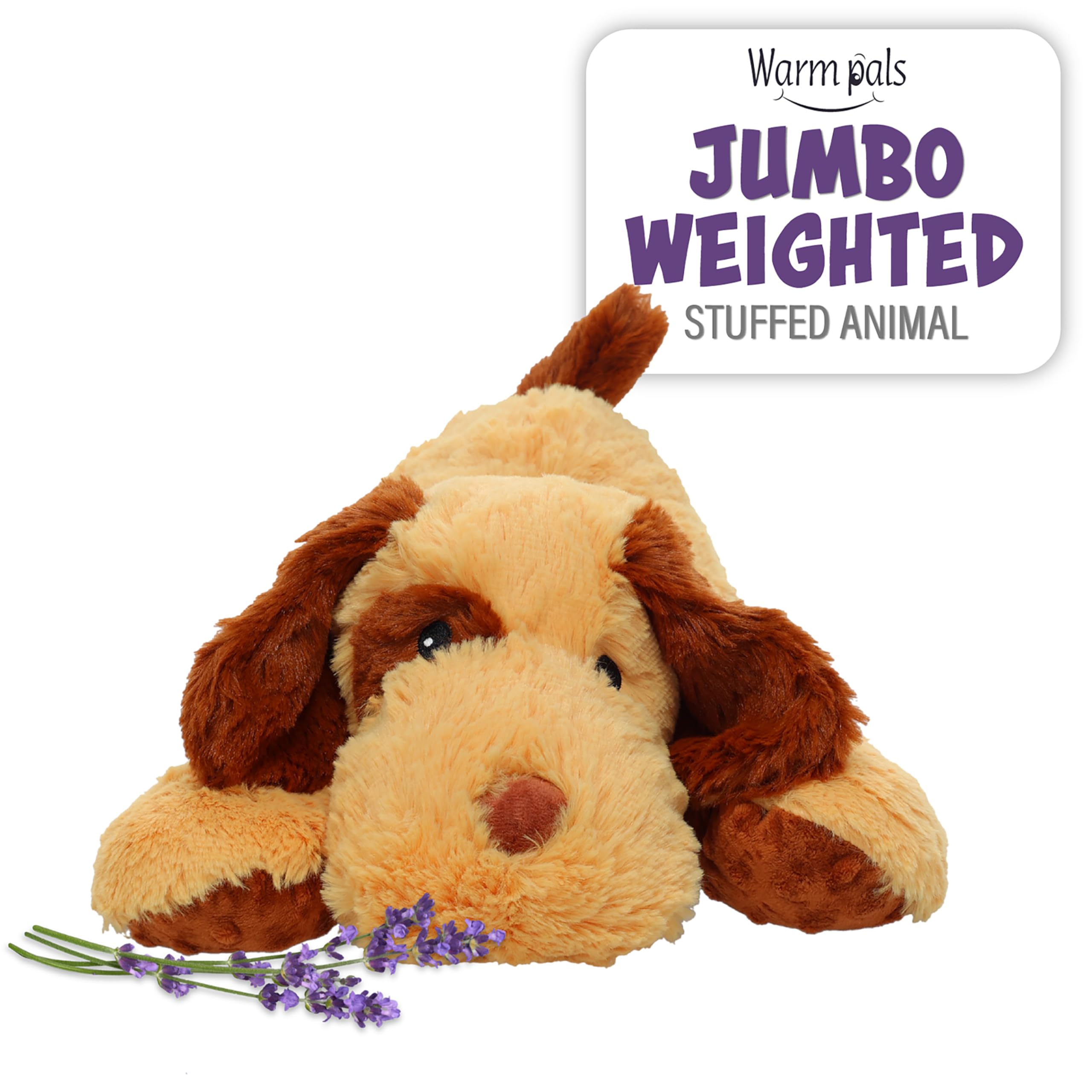 Jumbo - Dog - Microwavable & Weighted Plush Stuffed Animal - Heated Plushie for Warmth - Cute, Soft, Cozy Toy for Adults & Children (Boys, Girls, & Toddlers) by Warm Pals