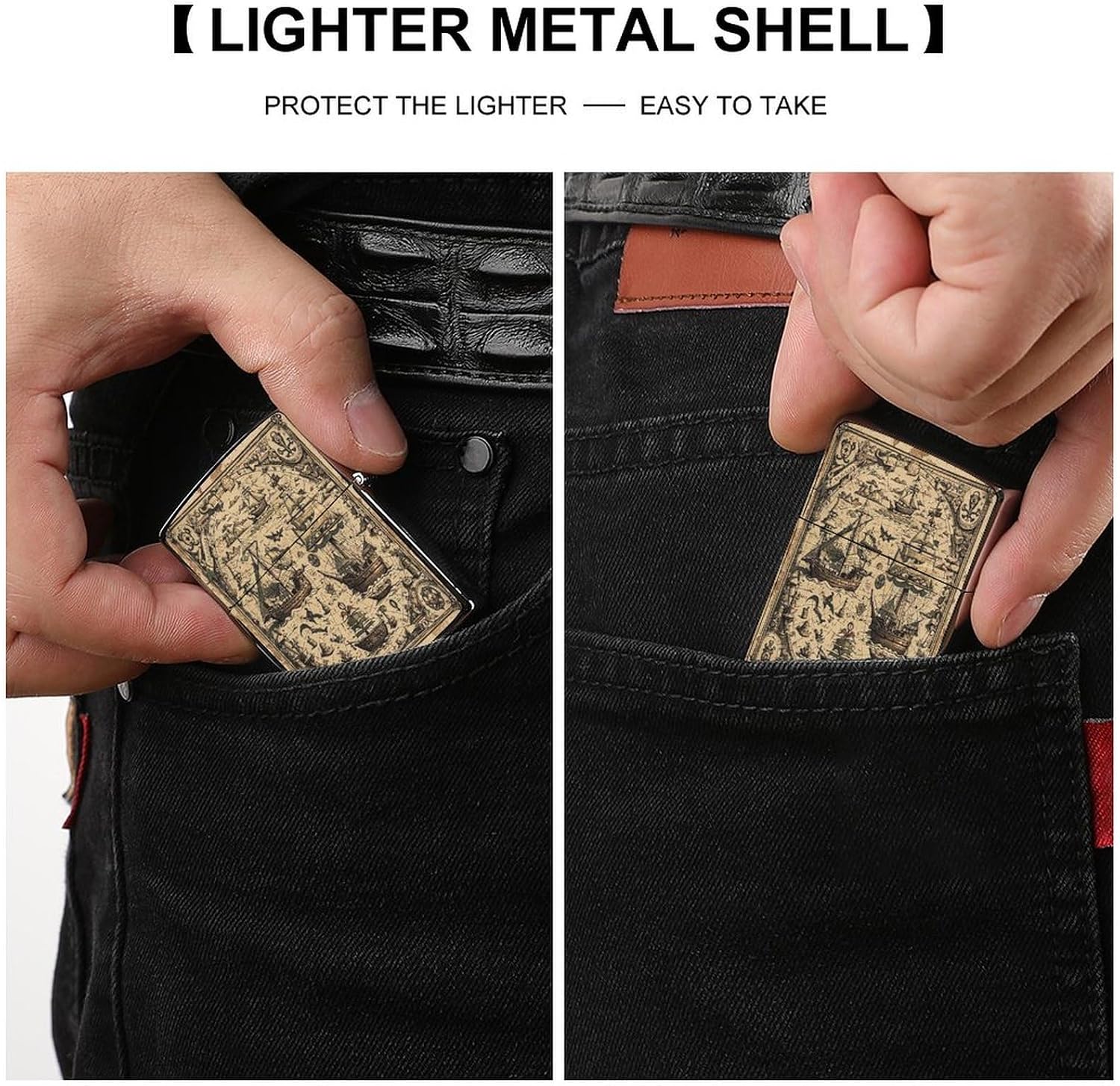 Treasure Map Maritime Pirate Lighter Case Cover Holder Lighter Sleeve