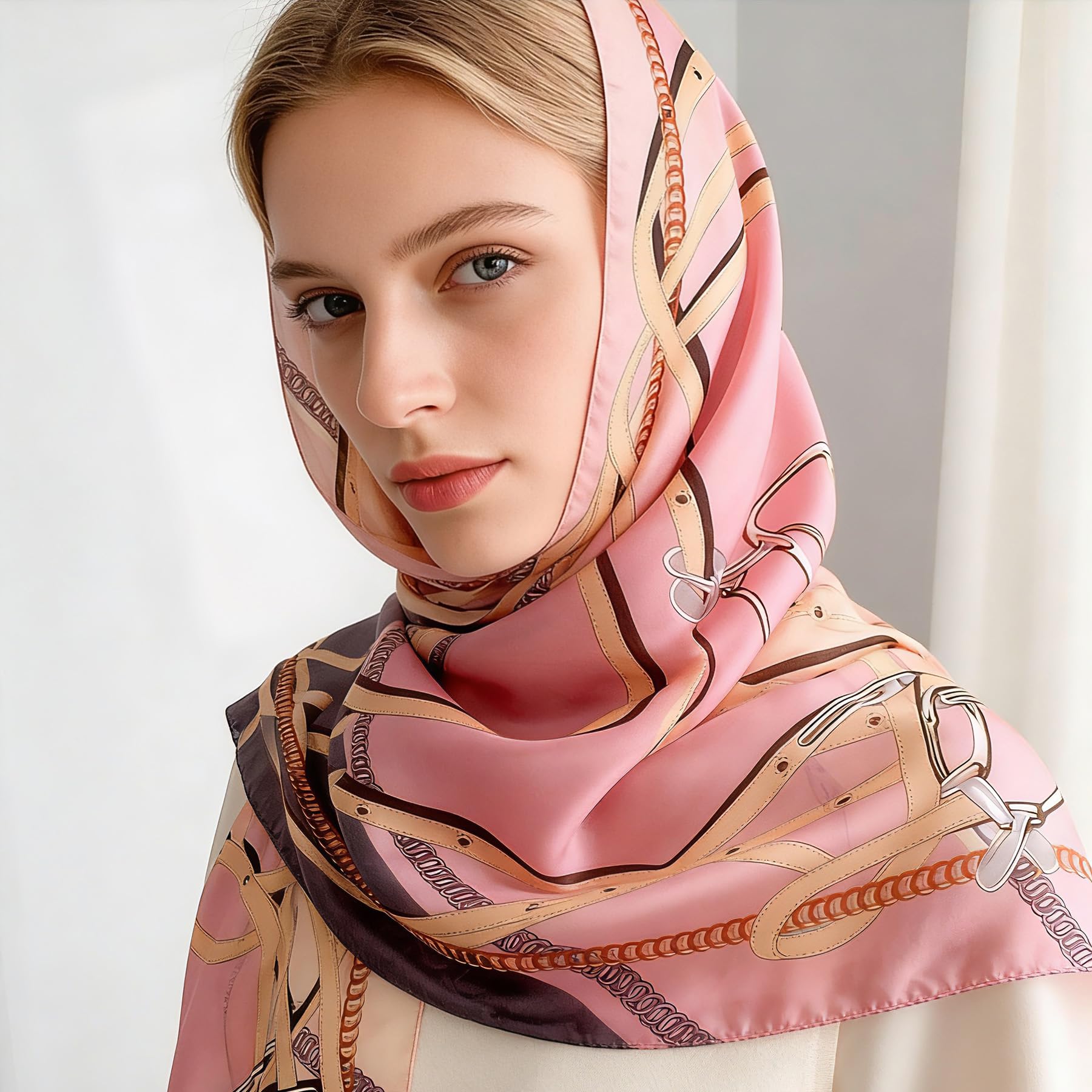 Bufanda de seda de morera, larga y ligera, de moda, Talla Unica