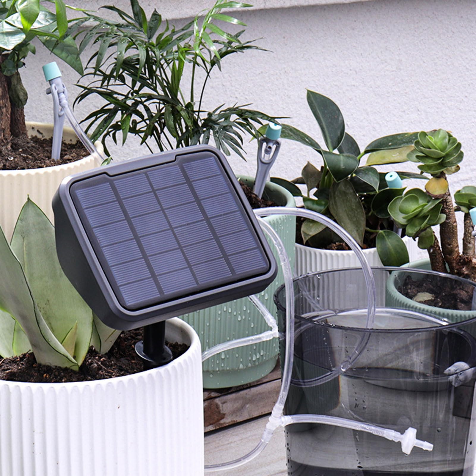 Solarny System Nawadniania Kropelkowego, Zestaw do Nawadniania Kropelkowego Rośliny Doniczkowe System Samonawadniania z Timerem Zestaw do Automatycznego Nawadniania Kropelkowego