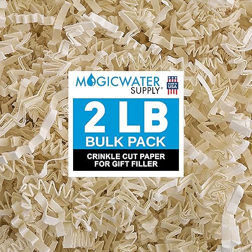 Miniatura 110 de MagicWater - Papel de corte arrugado para cestas de regalo, 2 libras, vainilla y oro, perfecto para relleno de papel triturado, relleno de cestas