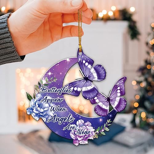 Miniatura 5 de Talataca Mariposa aparece cuando los ángeles están cerca de la memoria, romántica flor 2D plana para espejo retrovisor del coche, accesorios para el