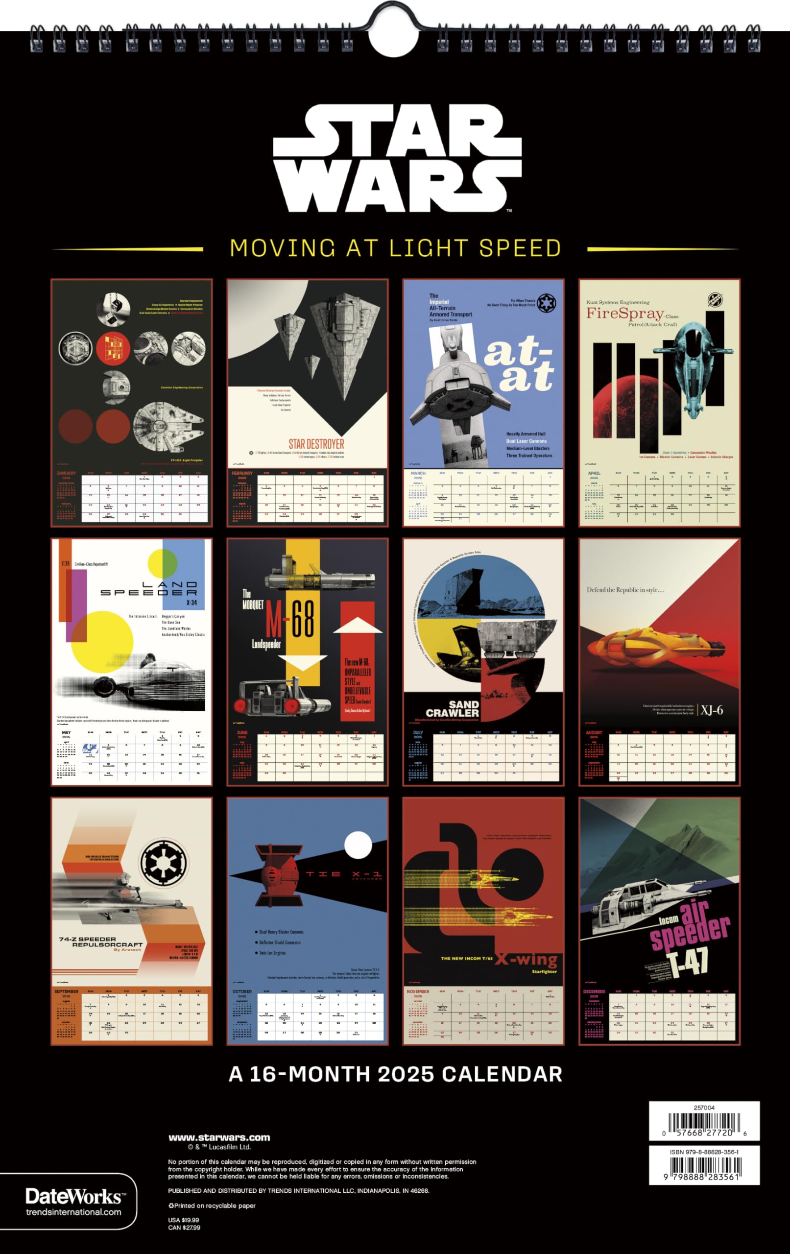 2025 Star Wars: Moving at Lightspeed - Russell Walks Oversized Poster Calendar
