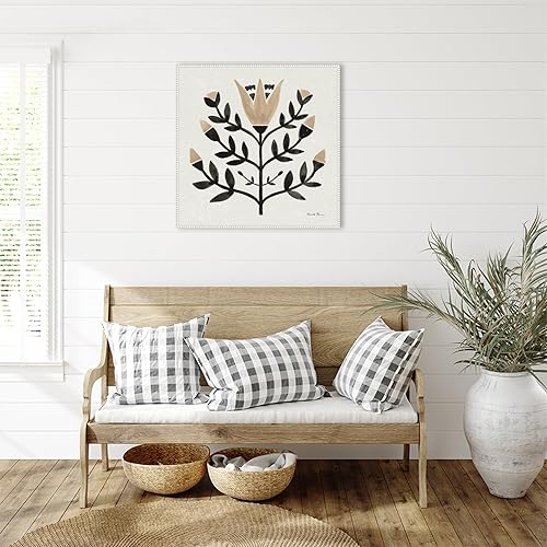 Miniatura 6 de Amanti Art Farida Zaman - Lienzo enmarcado para pared, 30 x 30 pulgadas, flores folclóricas de jardín II por Farida Zaman, lienzo enmarcado para