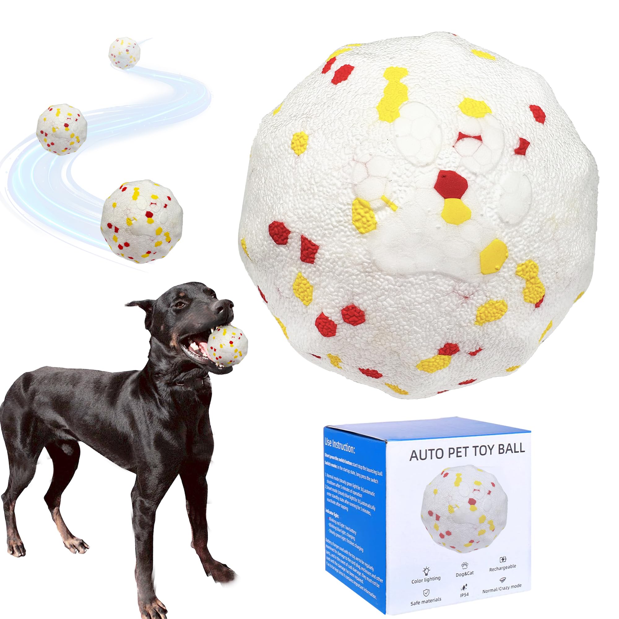 Interactive Dog Toys Dog Balls Activated Automatic Rolling Ball for Puppy Small Medium Dogs Smart Jumping Automatic Moving