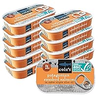 Vista 1 de COLE'S MARISCOS - Salmón ahumado empaquetado a mano en aceite de oliva, mariscos sin conservantes, pescado enlatado, alto en proteínas y omegas