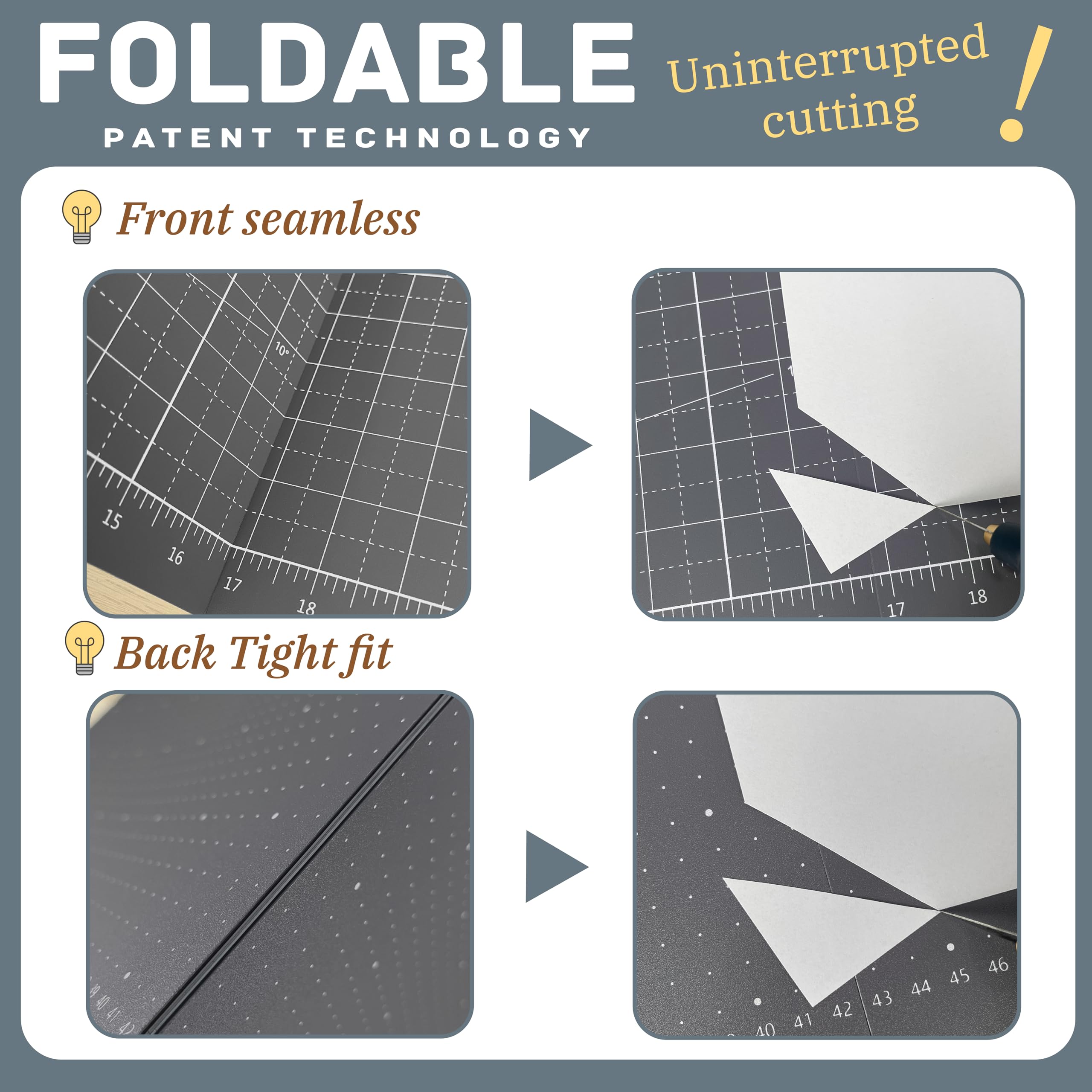 iMAT Tappetino da taglio pieghevole Note A1 versione pollici, 60 x 90 cm, pieghevole, ideale per artigianato, taglio carta, grandi progetti in pelle e stoffa, schizzi, disegno (blu navy)