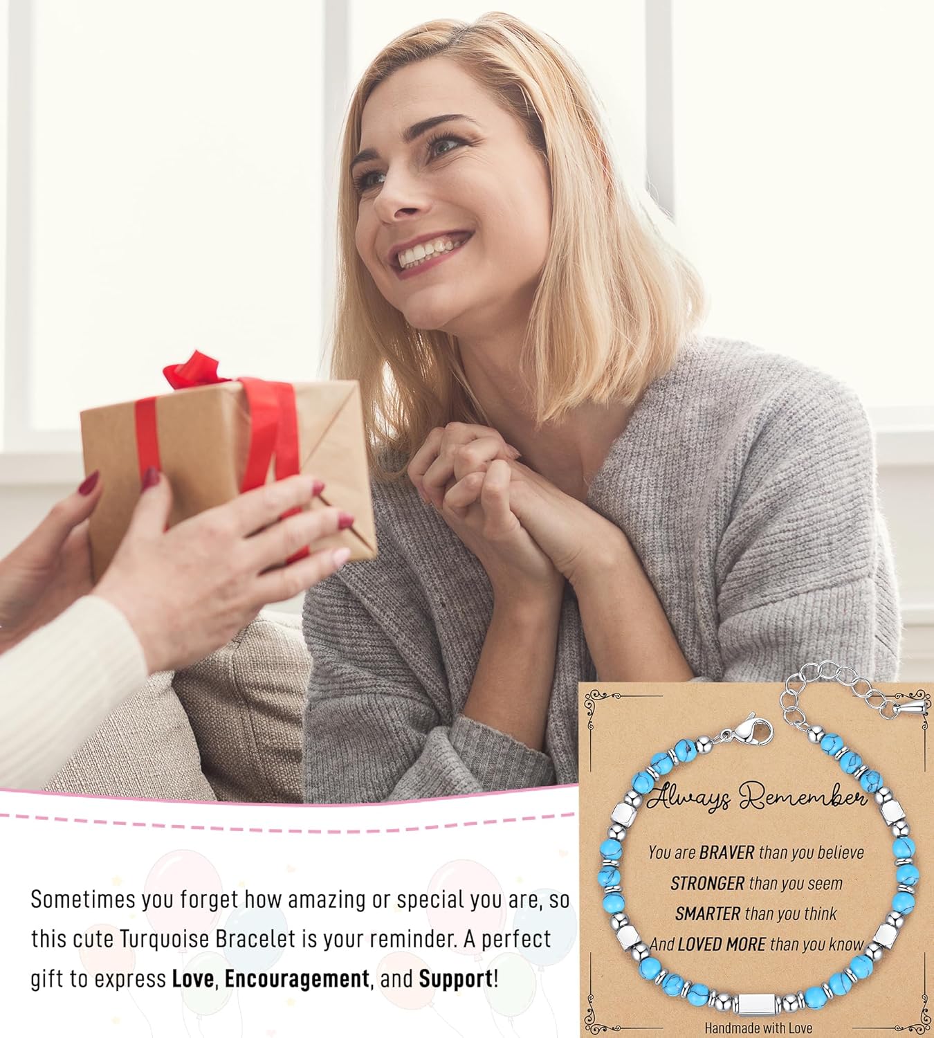 Valentines Day Gifts for Kids/Teen Girls/Her, Tiny Gemstone Beaded Bracelets for Women Teenage Teen Girl Gift Trendy Stuff with Inspirational Card - Image 2