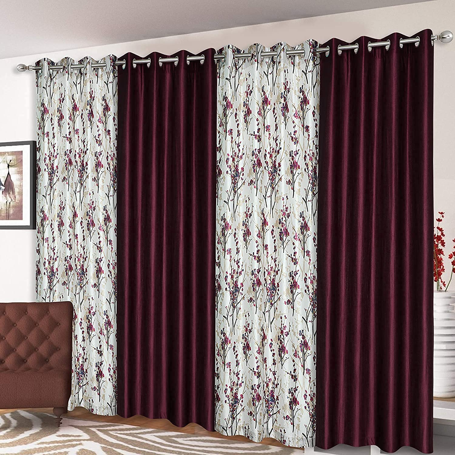 See full amazon price history chart for Ultica Fab Home Decor Kart Curtains 7 feet Long Set of 4 | Floral Printed Curtains for Living Room, Home, Office, Kitchen Hall, 4 x 7 Feet, Wine Patti Ultica Fab Home Decor Kart Curtains 7 feet Long Set of 4 | Floral Printed Curtains for Living Room, Home, Office, Kitchen Hall, 4 x 7 Feet, Wine Patti (B081S46YRZ) Amazon Price History, Amazon Price Tracker