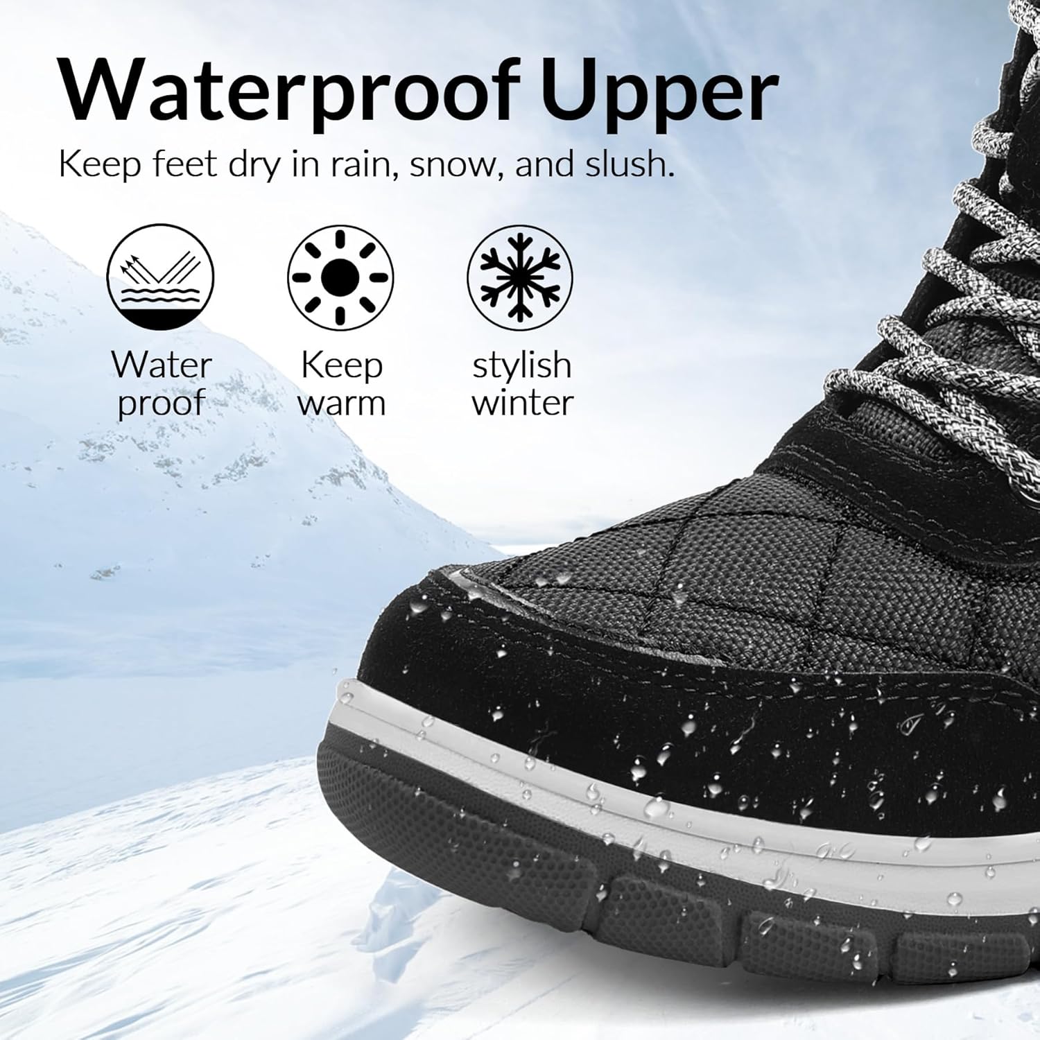 mysoft Women's Snow Boots Waterproof Insulated Warm Lace-Up Winter Booties for Outdoor