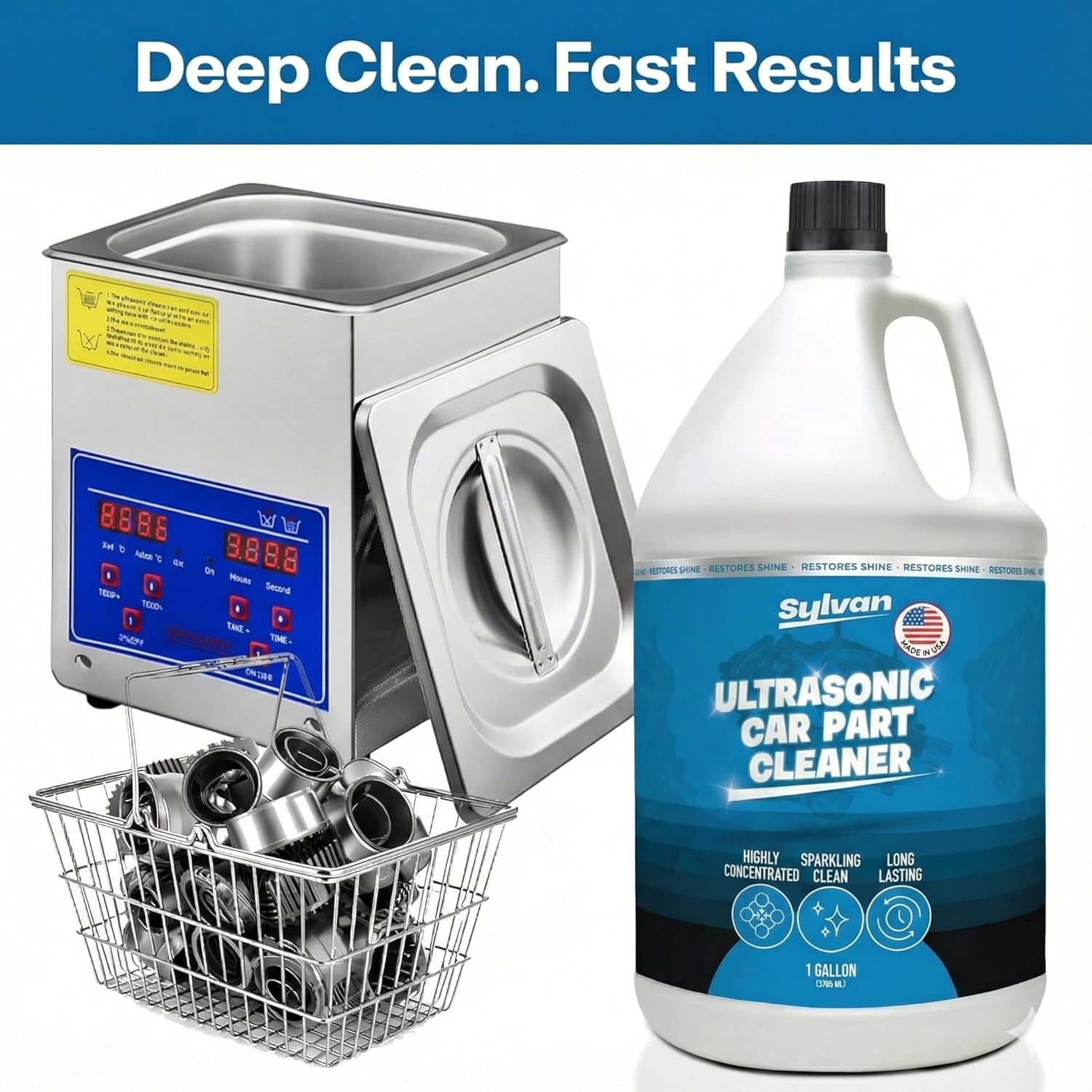 Ultrasonic Carburetor & Parts Cleaner Solution Concentrate | Makes 200 Gal. | Made in The USA | for All Ultrasonic and Immersion Machines | Cleaning Liquid | Engine Parts, Carbs, Car Parts