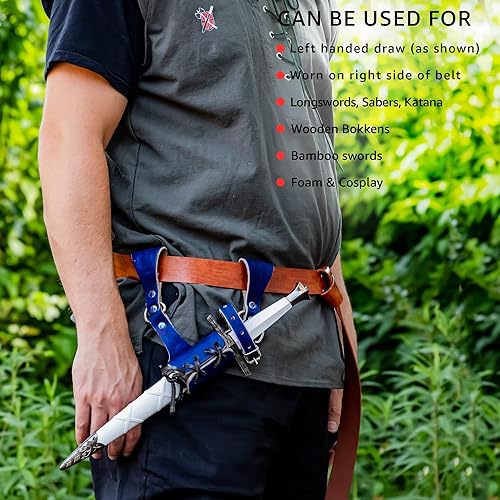 Miniatura 8 de Armory Replicas - Handcrafted Leather Sword Frog  Medieval Costume LARP Adjustable Buckle & Corded Weapon Belt Holster Holder