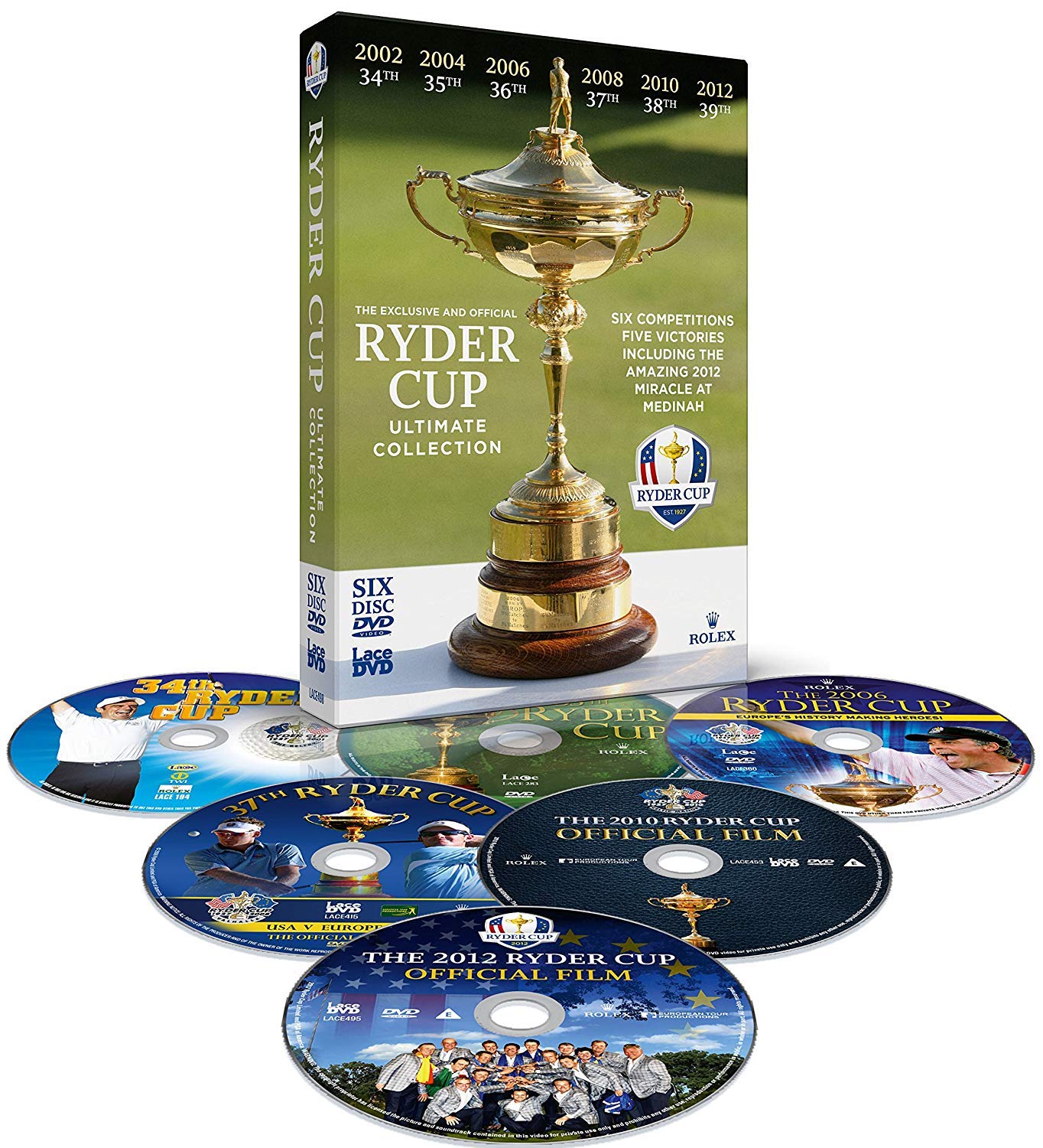 Ryder Cup DVD de golf 2002 a 2012 para tardes de deporte en el salón de casa