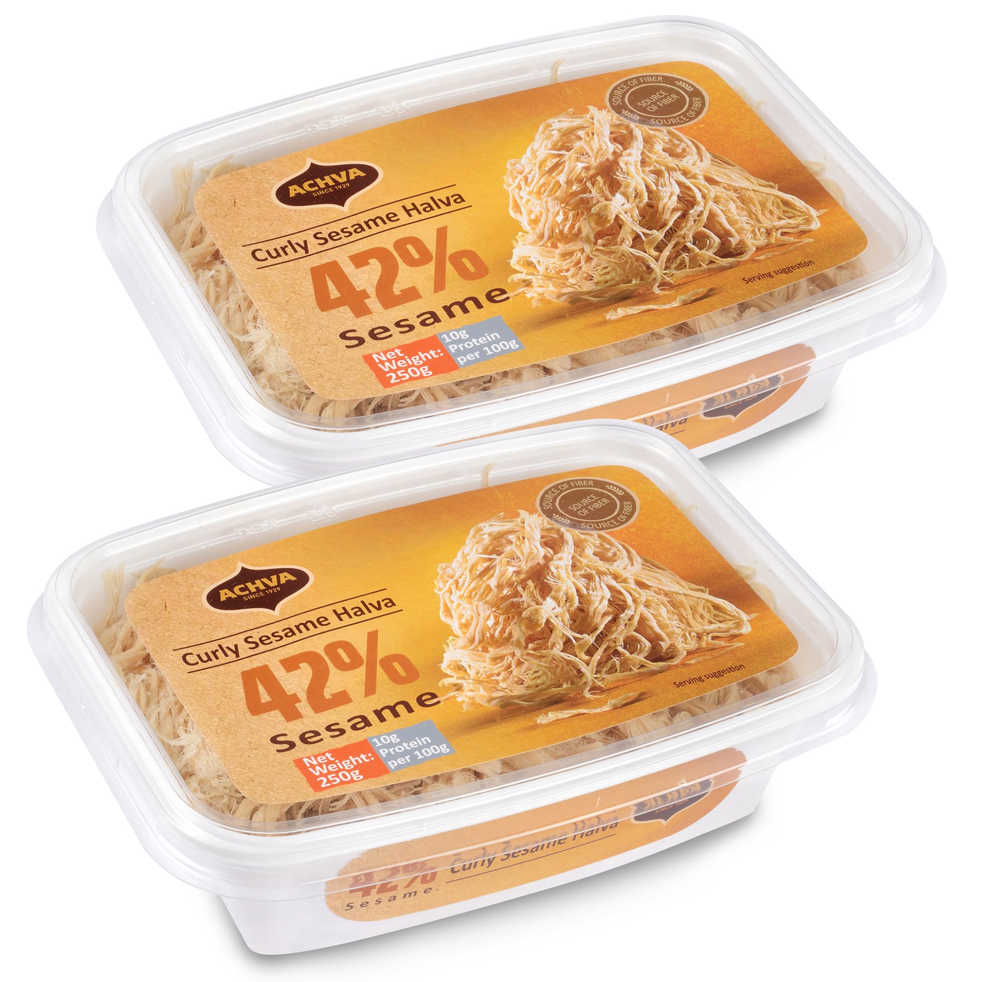 Achva Halva - Vanilla Curled - 2 Pack (250g per tub) - Most Authentic Delicious Halvah Halwa