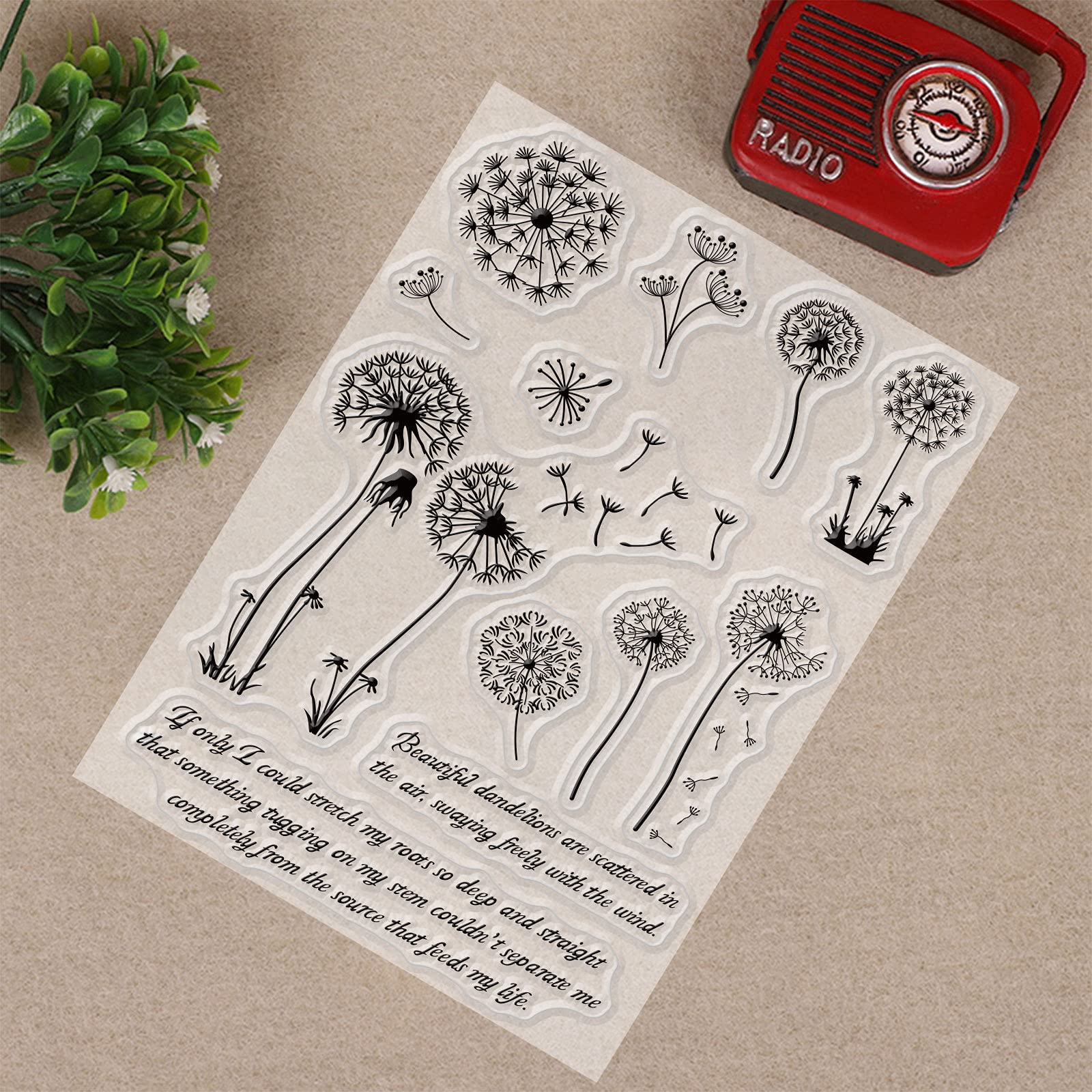 GLOBLELAND – Timbri Trasparenti In Silicone Con Benedizioni Francesi E Dente Di Leone – 16x11 Cm Per Scrapbooking E Biglietti