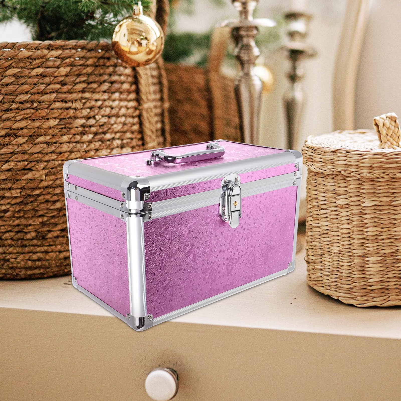 Amazon.com: Luxshiny Large Pink Aluminum Alloy Privacy Tote Case
