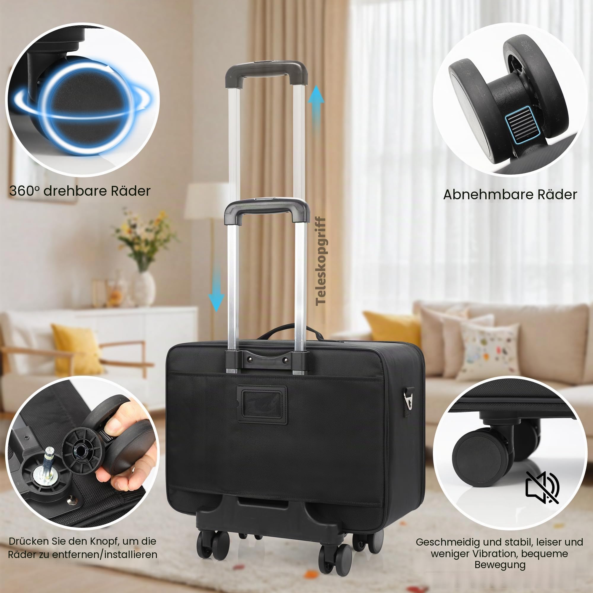 17.7" Extra Große Kosmetikkoffer Trolley - Professionelle Schminkkoffer Reise Beauty Case Tragbare Kosmetiktasche Organizer Damen Make Up Box Friseurkoffer