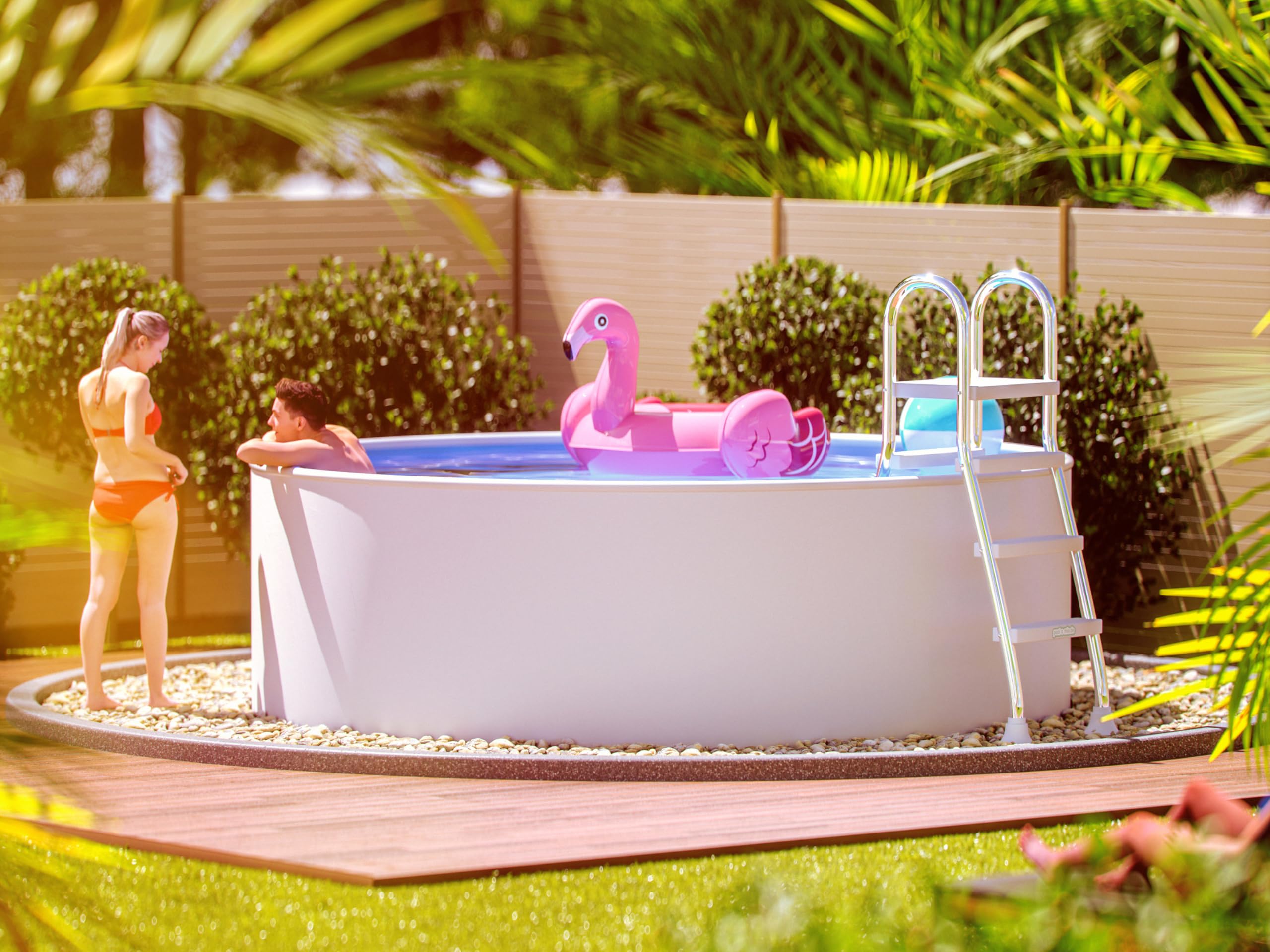 Piscine Ronde Poolomio à Paroi En Acier - 240 X 90 Cm, Blanc, Kit Complet Avec Skimmer - 12
