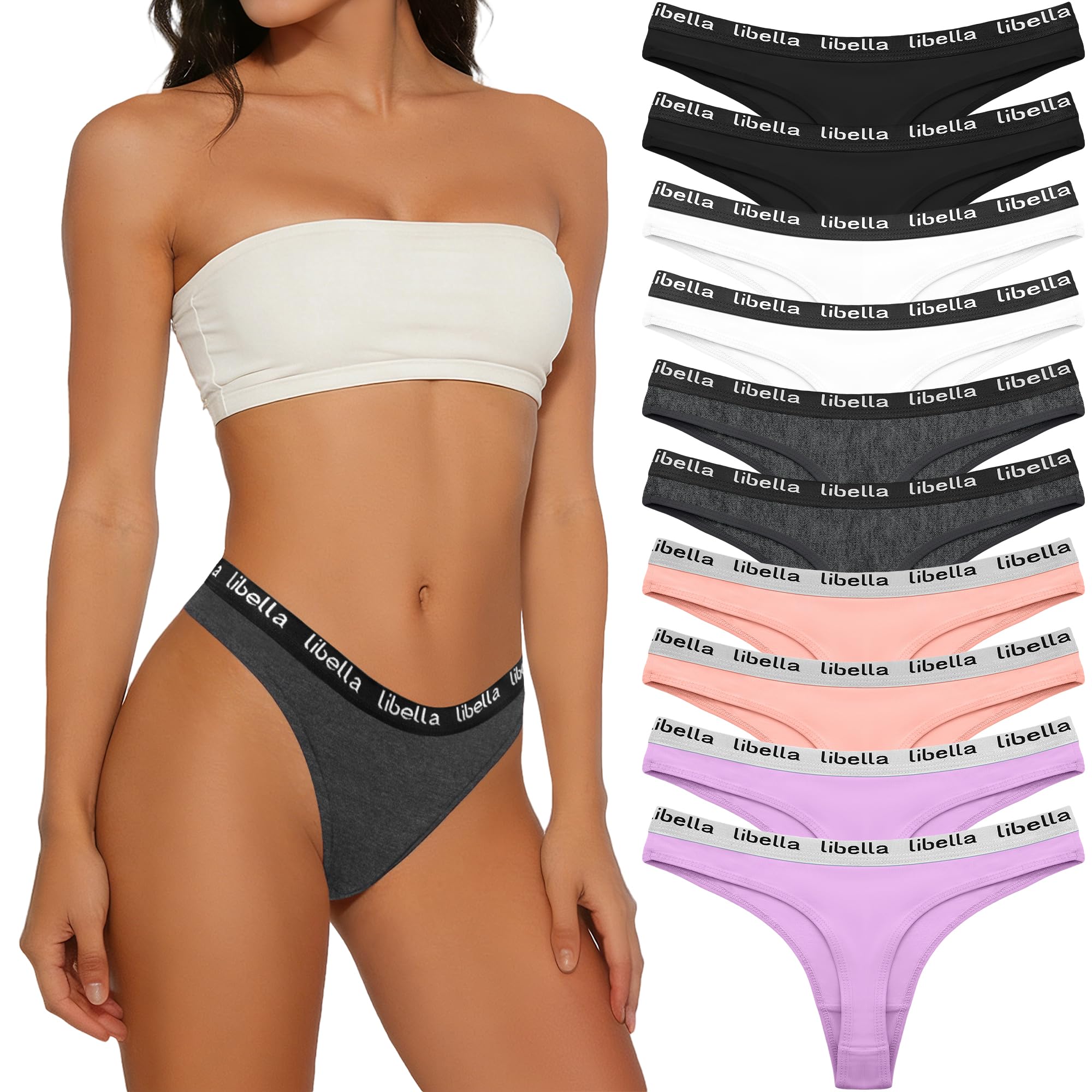 Desanlapi Tangas Damen 10er Pack Strings Unterwäsche Frauen Tanga Set Baumwolle Unterhosen Sexy Tanga Thongs Sport String Damen Mehrfarbig M