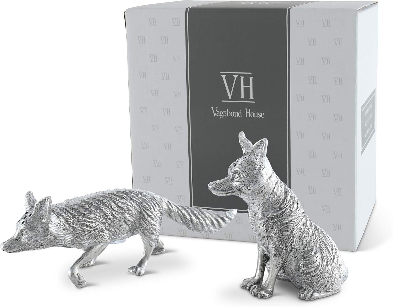Vagabond House Pewter Foxes Hunting Salt & Pepper Shaker Set 2.5 inch Tall