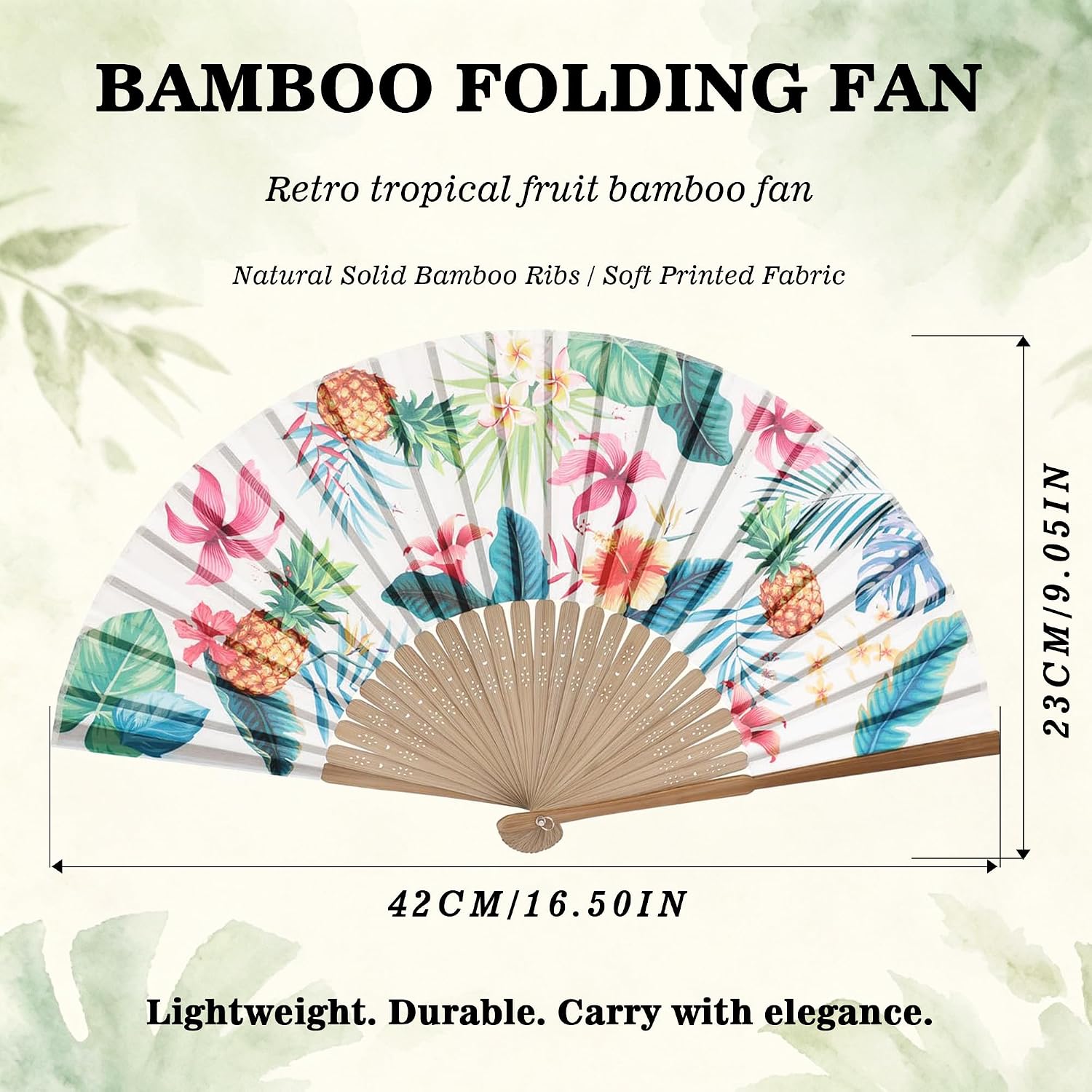 Hand Fan Bamboo Printed Pattern Folding Fan Cotton For Party Wedding Gift Pineapple
