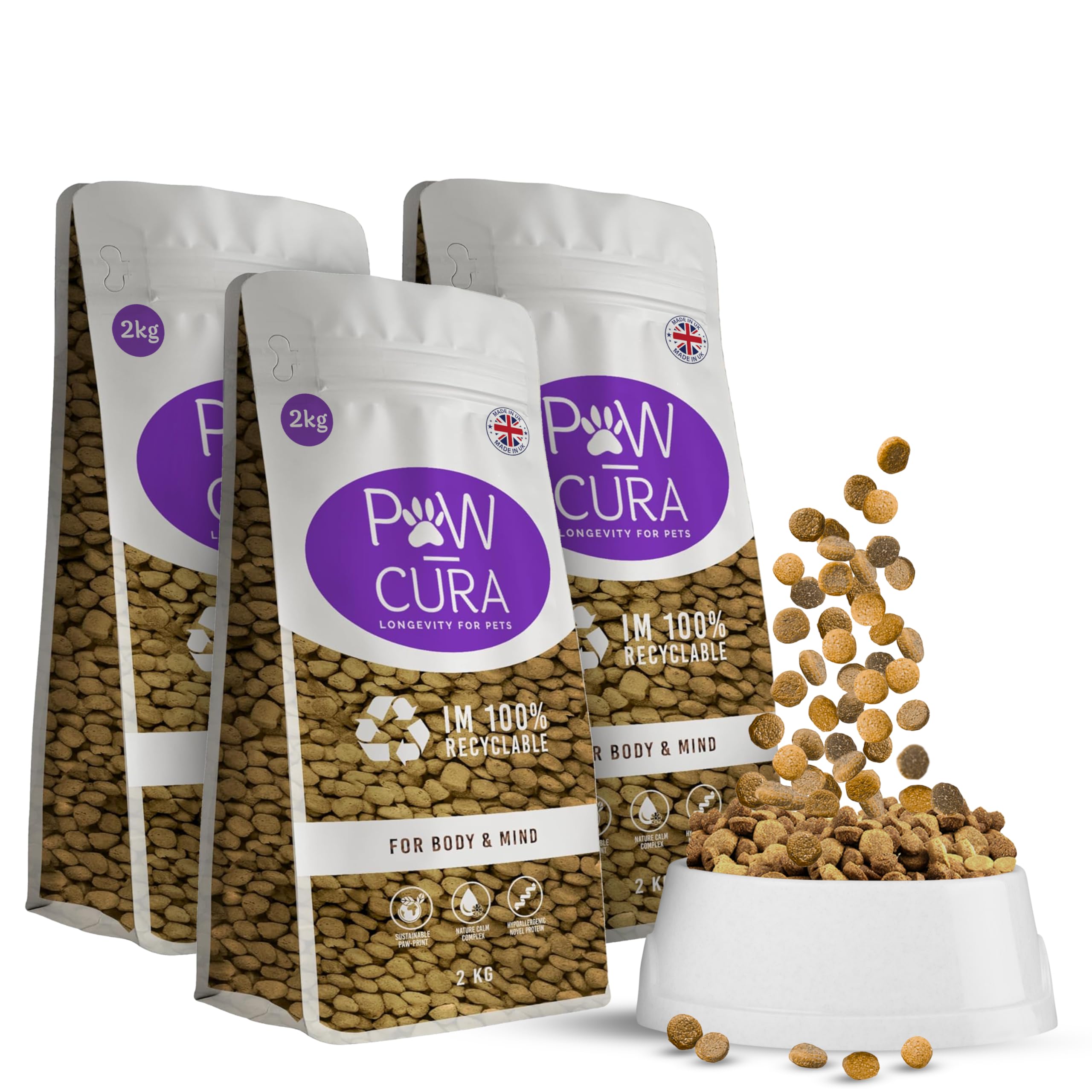Premium Dry Dog Food for Large Breeds - High Protein Insect-Based Formula, Hypoallergenic Dog Food - Gentle on Sensitive Stomachs - Sustainable Nutrition by Pawcura