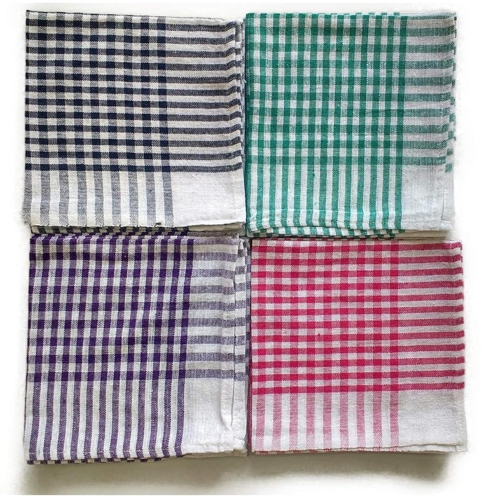 Dhwani Enterprise Kitchen Duster Wet Dry Cotton Cleaning Cloth with Checks Collection for Cleaning The Rooms, Kitchens (Pack of 6)