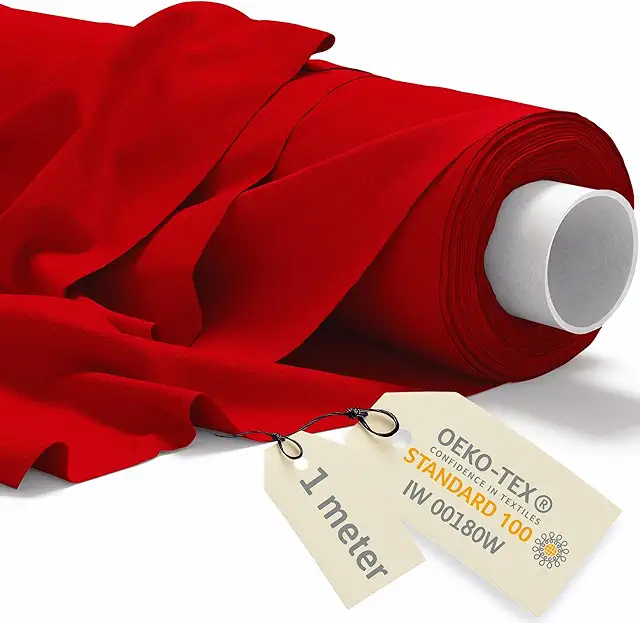 Tela de felpa por metros Algodón 145g/m² - Rojo, 160cm ancho para tapizar y manualidades