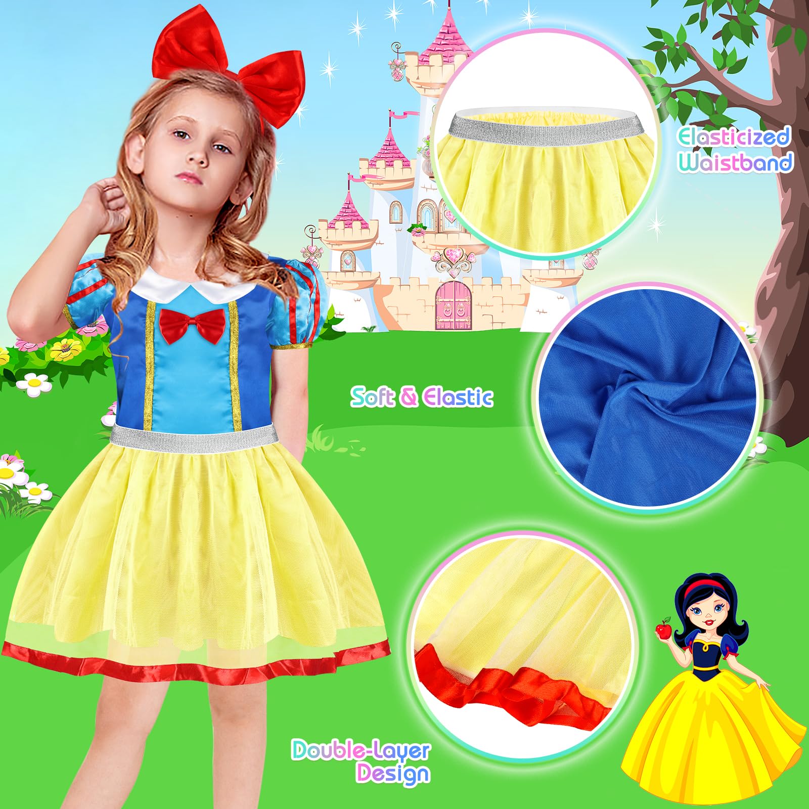 EULRGAUS Princess Dress Up, Toddler Dress Up Clothes, Role Play Princess Costume Gift Set with Princess Dresses and Princess Toys, Cosplay Pretend Play Toys for Girls Aged 3-6 Birthday Party Gifts
