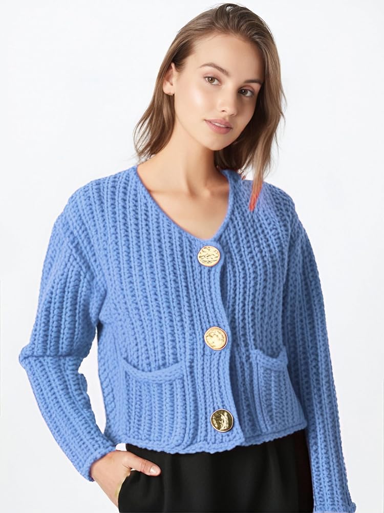 トップス ennoy BUTTON CARDIGAN M Yimoon Women's Cropped Cardigan Sweaters Button Down Chunky