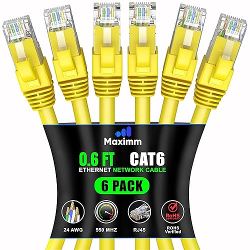 Miniatura 16 de Maximm Cable Ethernet Cat 6 de 10 pies (paquete de 6) - Cable LAN de alta velocidad, cable de Internet, cable de conexión y cable de red - UTP,