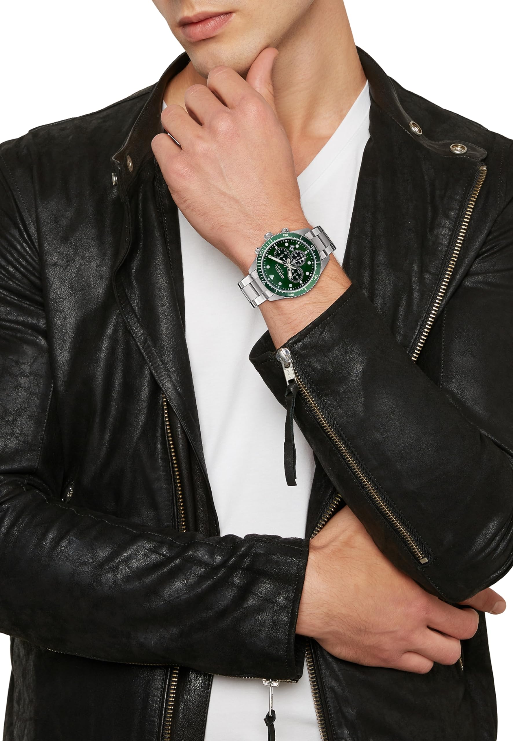 Breil, Collezione Sail, Orologio Uomo, Cronografo in Acciaio Verde, Movimento PE 902, Indici e Sfere con White Luminous, Chiusura con Pulsanti e Fermaglio di Sicurezza, Cassa 42 mm, Silver e Verde