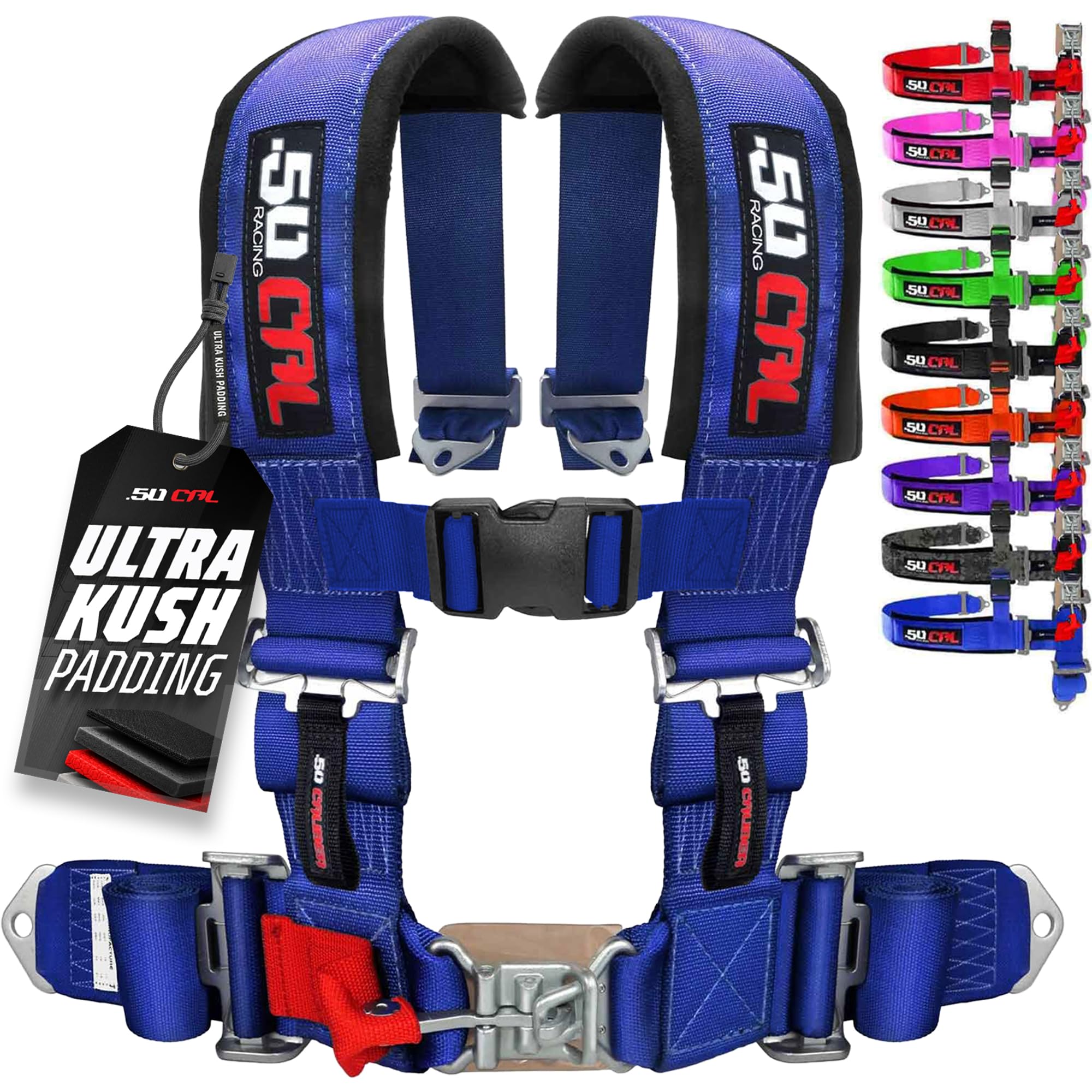 1pc 50 Cal Blue 4 Point Harness 3 inch straps, Racing Harness Seat Belt