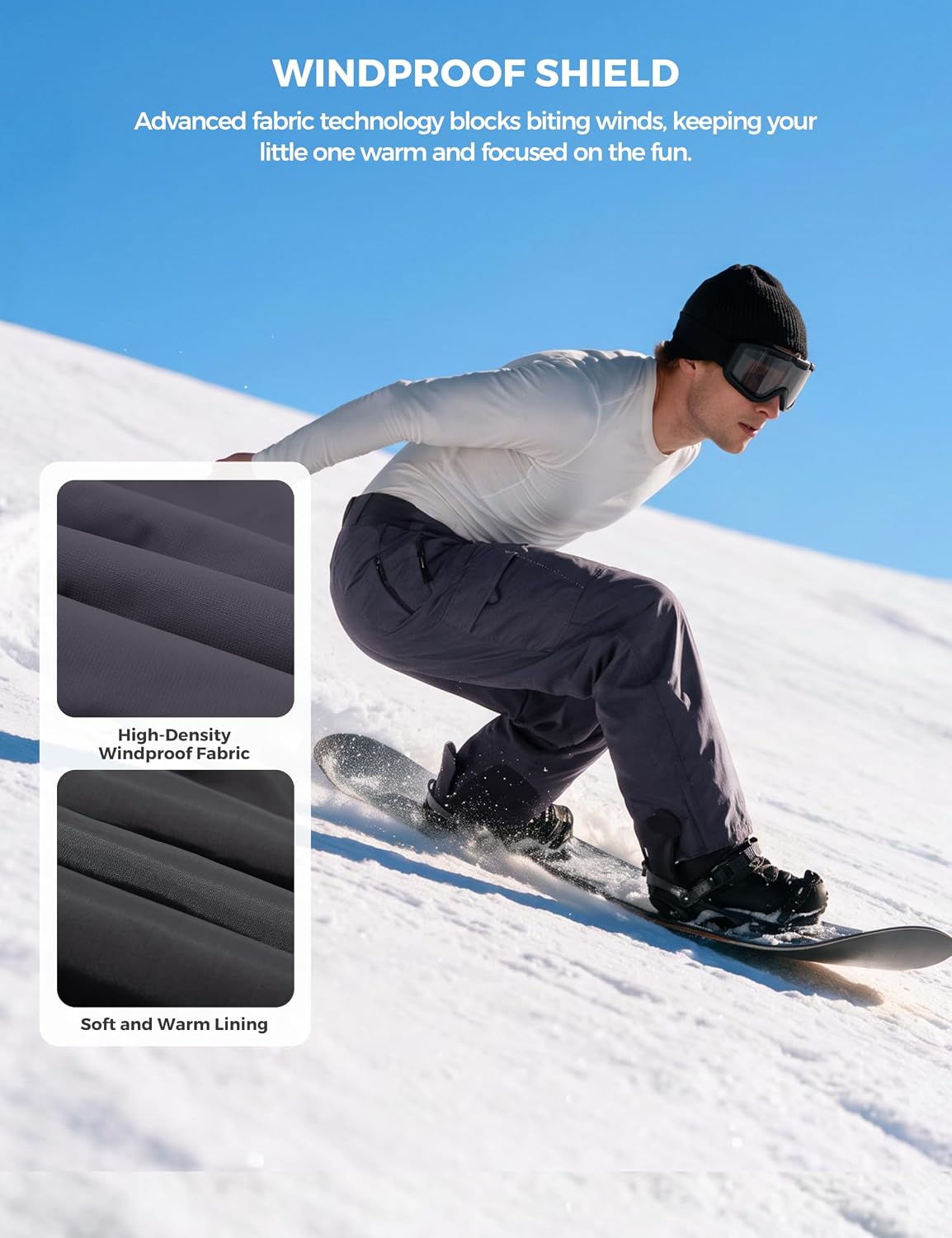 wantdo Men's Snow Pants Warm Winter Ski Bibs Outdoor Snowboard Overalls