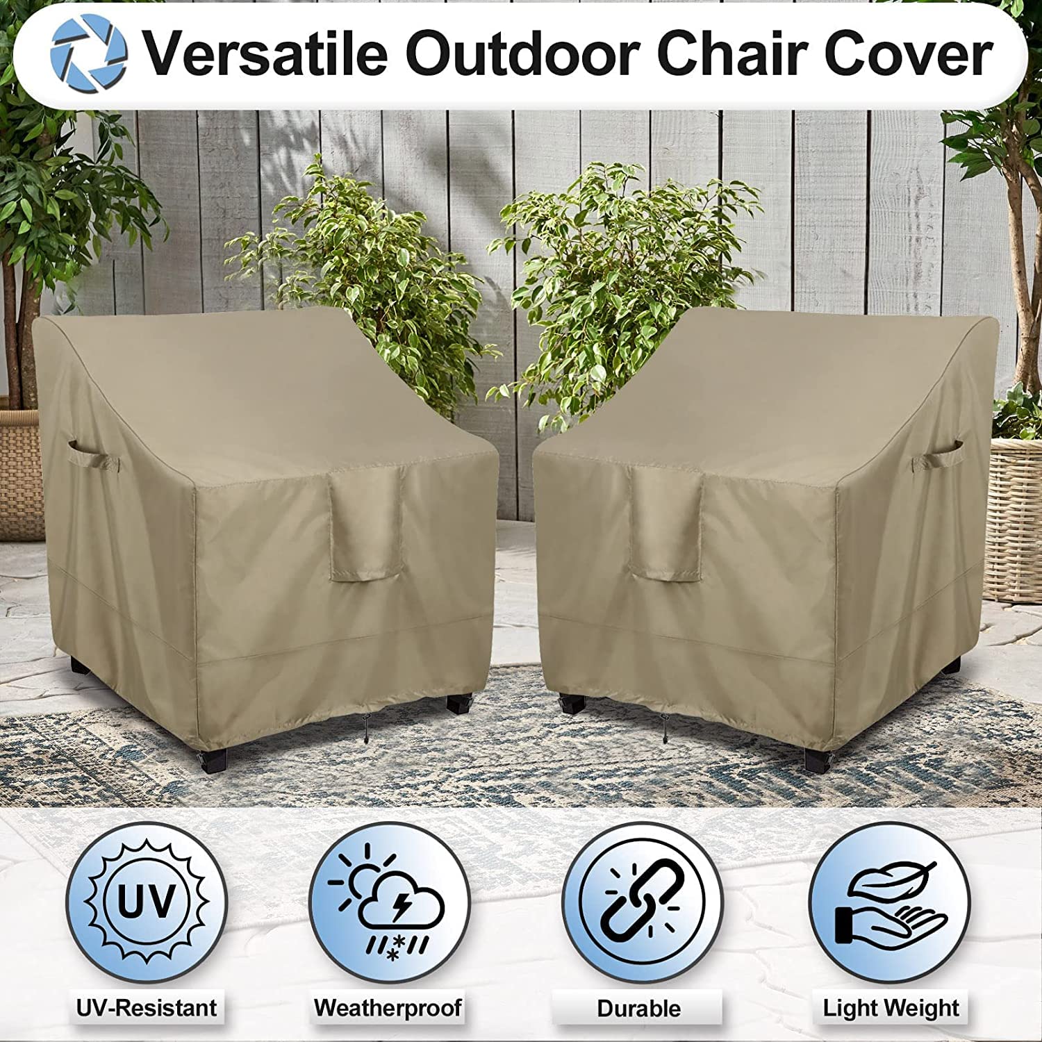 OutdoorLines Wasserdichte Ottoman-Abdeckung – UV-beständig, Winddicht, Für Terrassenmöbel Bis 71x56x43 Cm