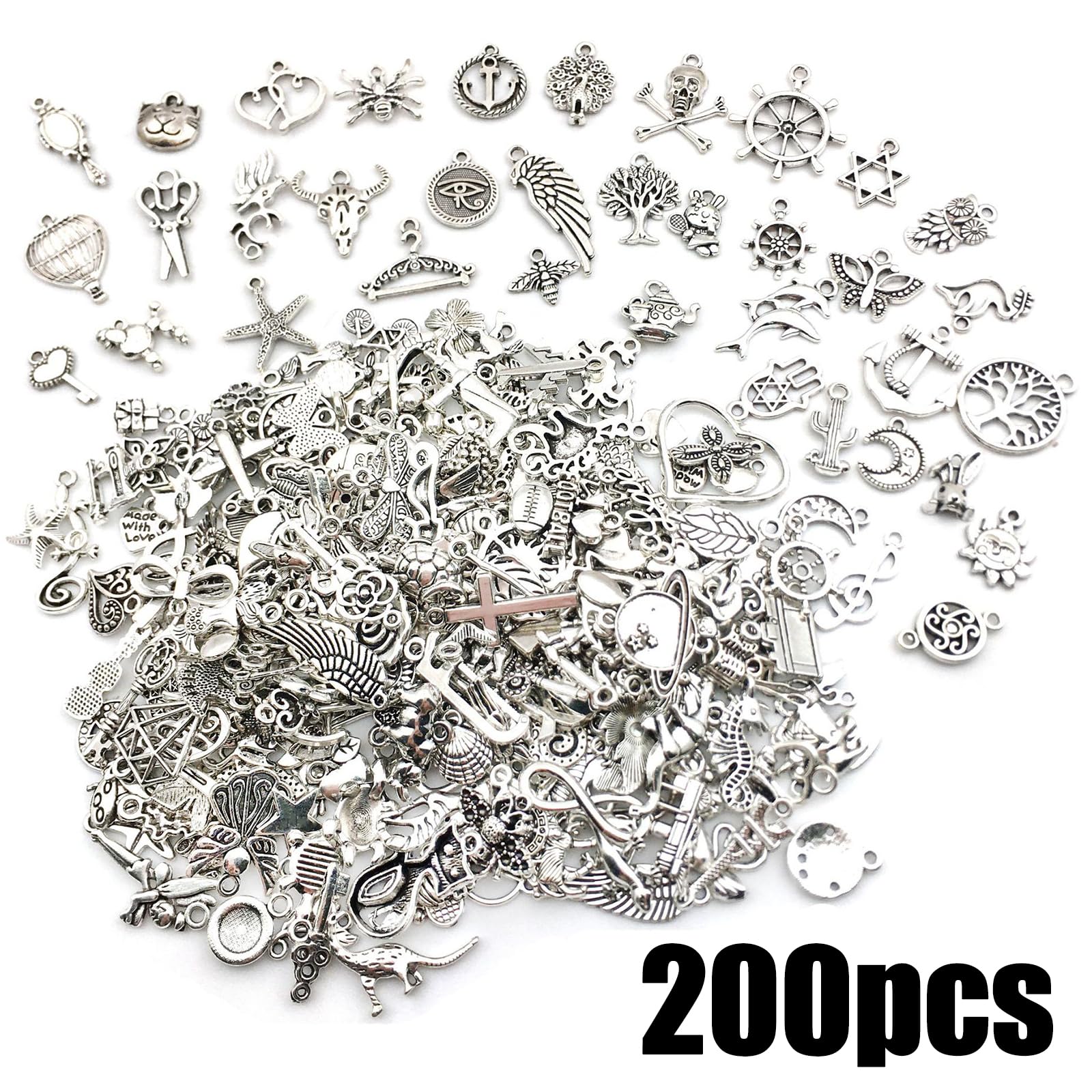 JSTHHTT 200 Pezzi Ciondoli per Creazione di Gioielli, Ciondoli Assortiti Misti, Collana Bracciale Orecchini Che Fanno Accessori, per Confezionare Regali Lavori Artigianali