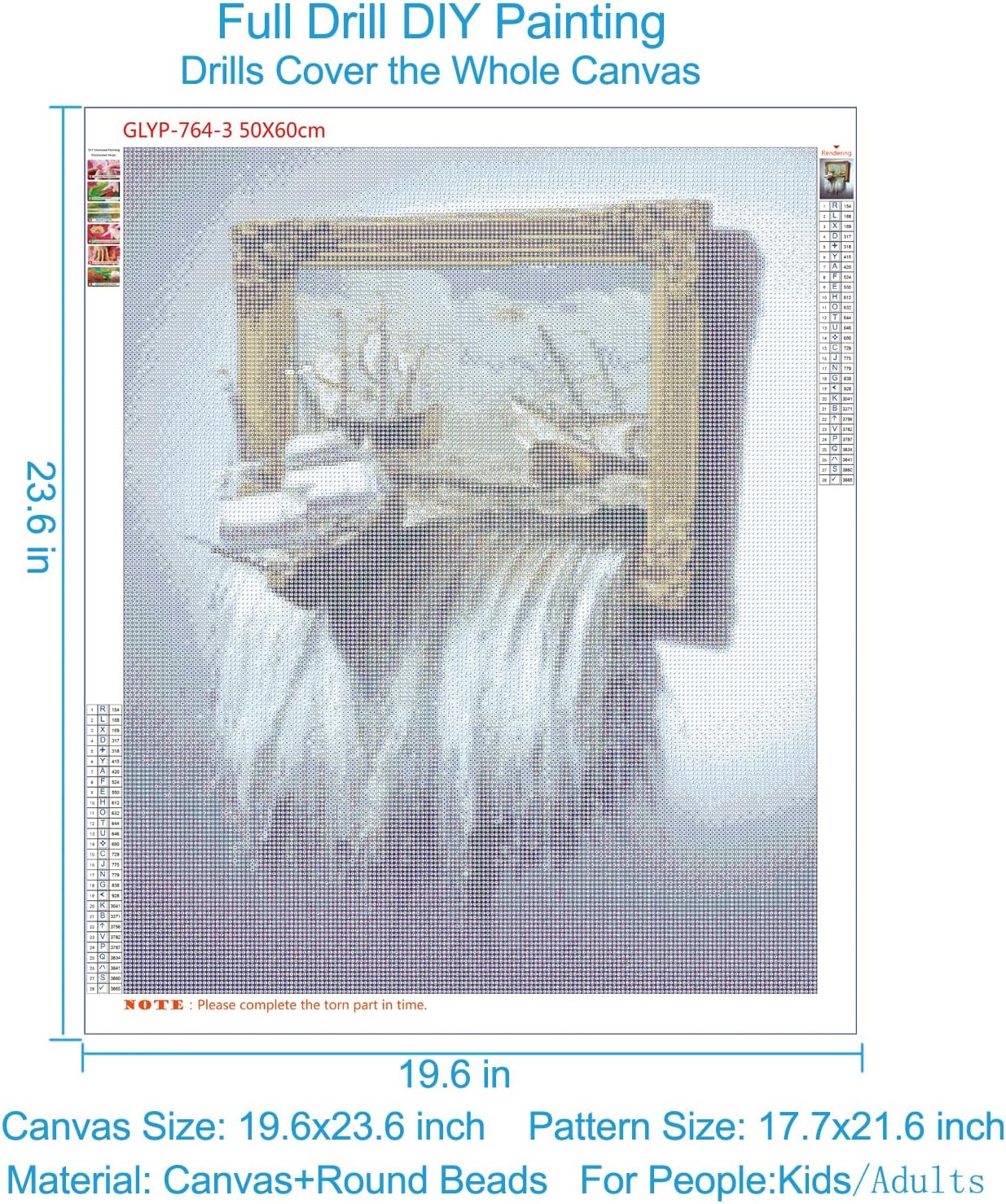 GELANYOUPIN 5D DIY Full Round Rhinestone Painting Landscape Ship 3D Cross Stitch Crystal Embroidery Beads Mosaic Handmade Art Craft for Adults Home Decoration (19.6x23.6inches)