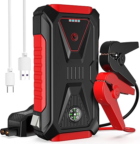 Arrancador de batería de auto Wisewatt - Arrancador de batería de automóvil, caja de 2000 A (7.5 L de gas6.0 L diésel), cargador de batería de