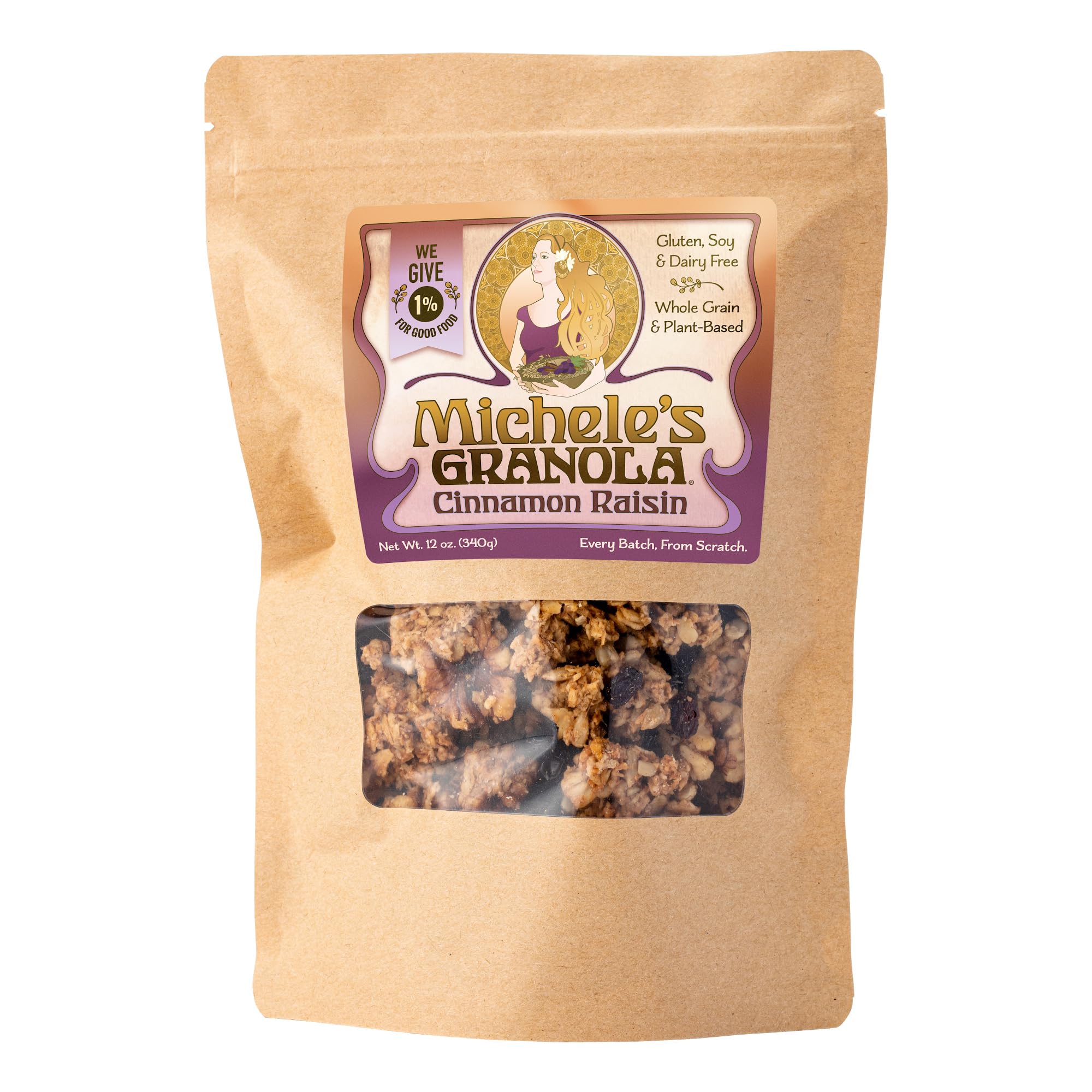 Michele's Granola - Cinnamon Raisin - Handmade Non-GMO Whole Grain Oats - Free of Gluten, Soy, Wheat, & Dairy