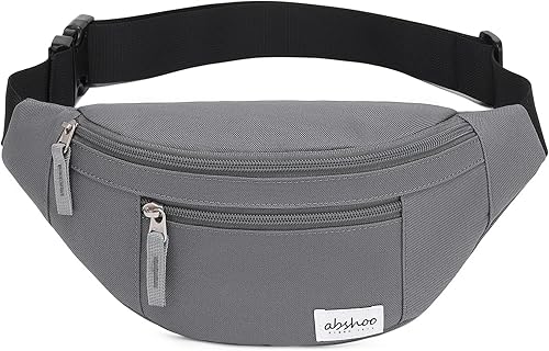 Abshoo Riñonera cruzada para hombre para mujer, bolsa de viaje para senderismo, correr, riñonera, Gris