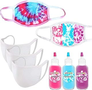 Perfectware - PW Cotton Candy Tri-Color Mask Kit Essentials Tie Dye Mask Kit - DIY Back to School Tie Dye Masks - Cotton Candy Tri-Color Kit - Krafty Kitz, Magenta, Turquoise, Raspberry